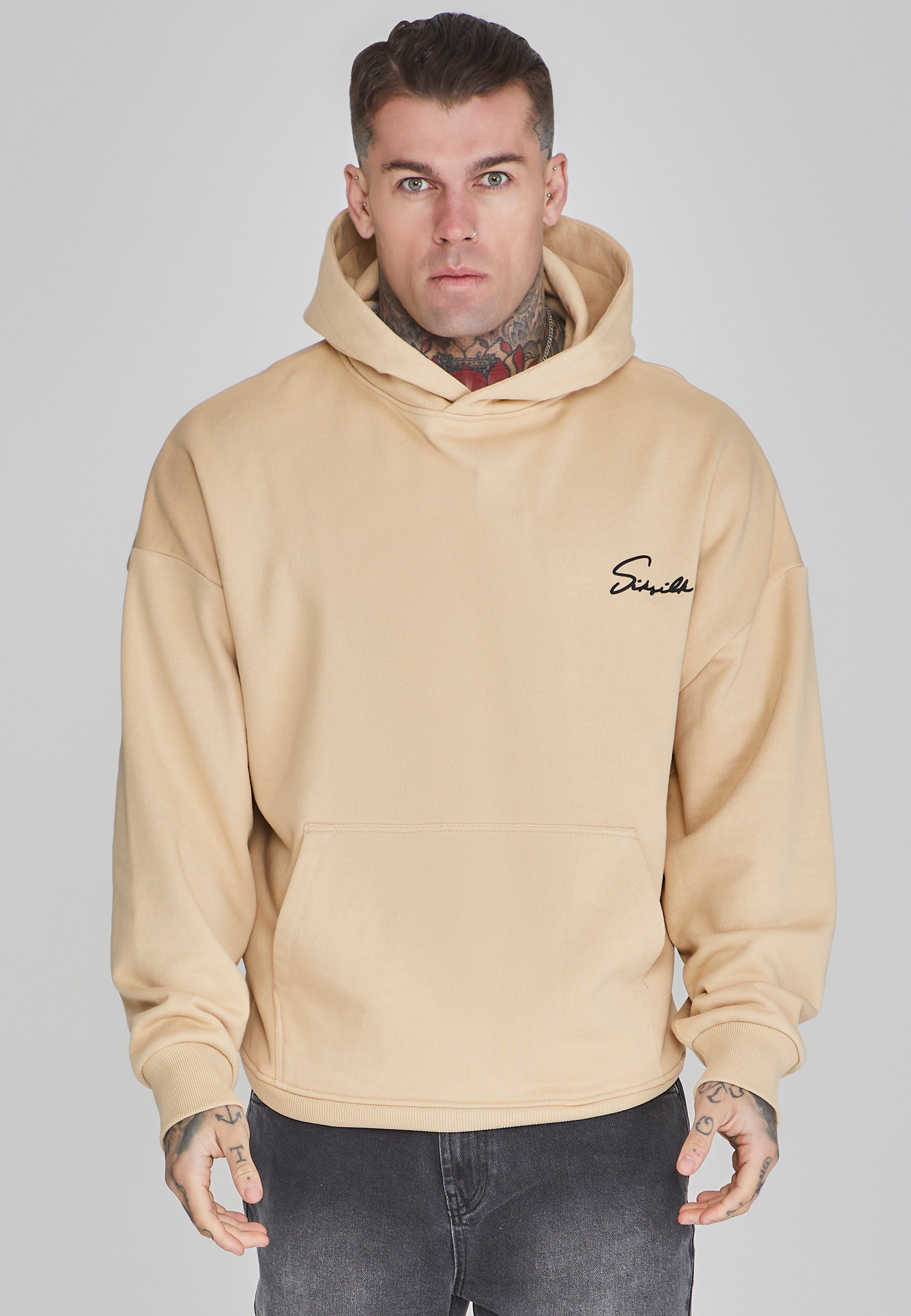 Script Hoodie in Beige Kapuzenpullover SikSilk   