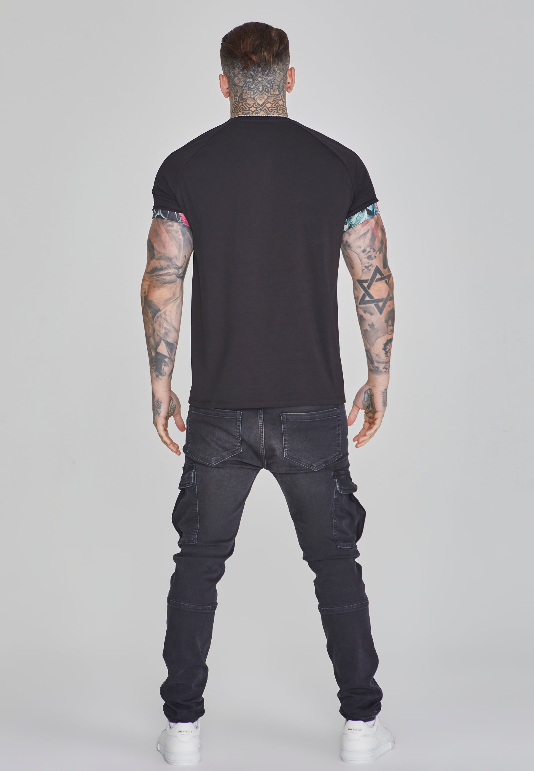 Roll Sleeve T-Shirt in Black T-Shirts SikSilk   