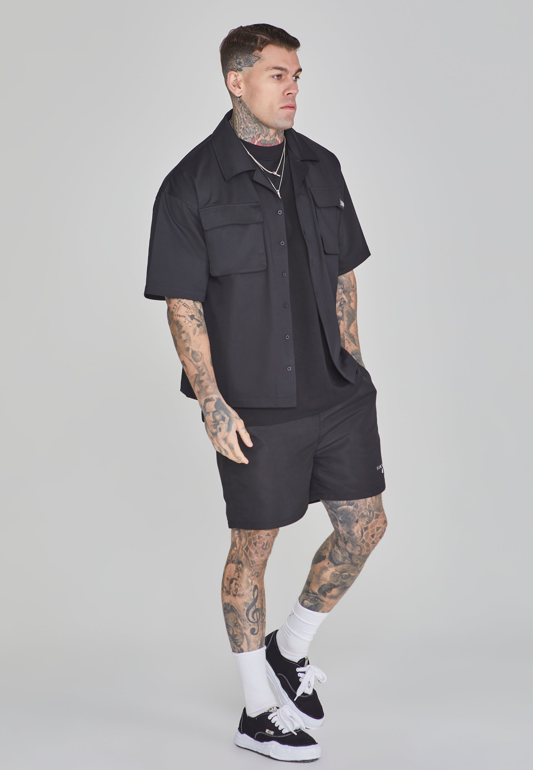 Flight Utility Shirt in Black Hemden SikSilk   