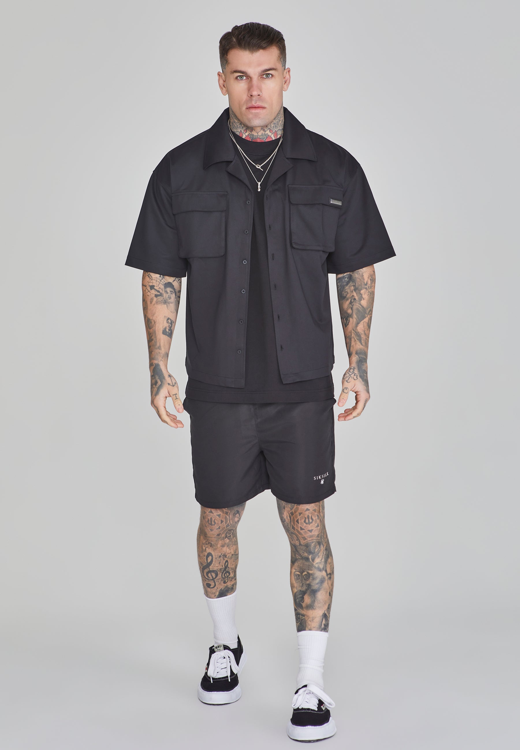 Flight Utility Shirt in Black Hemden SikSilk   