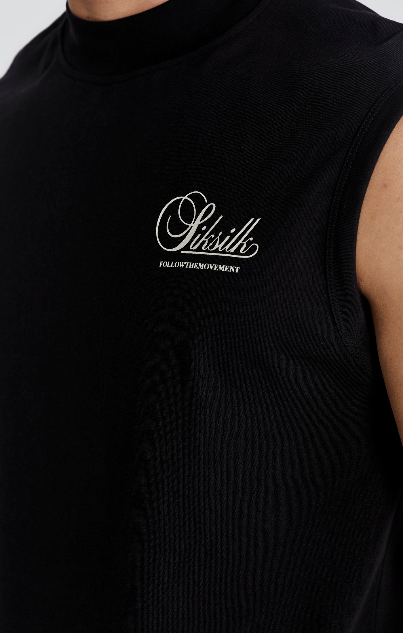 Sleeveless T-Shirt in Black Tops SikSilk   