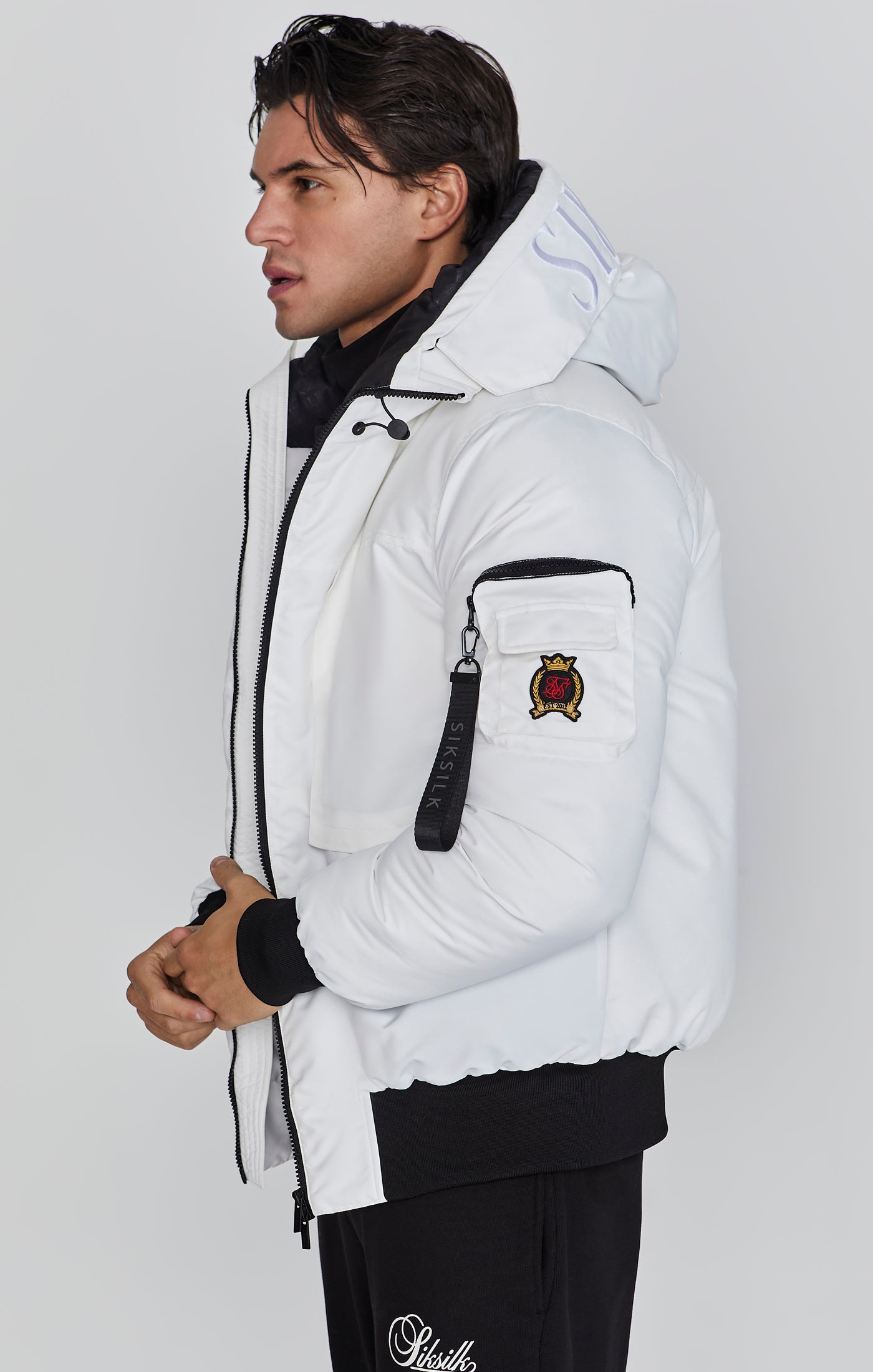 Bomber Jacket in White Jacken SikSilk   