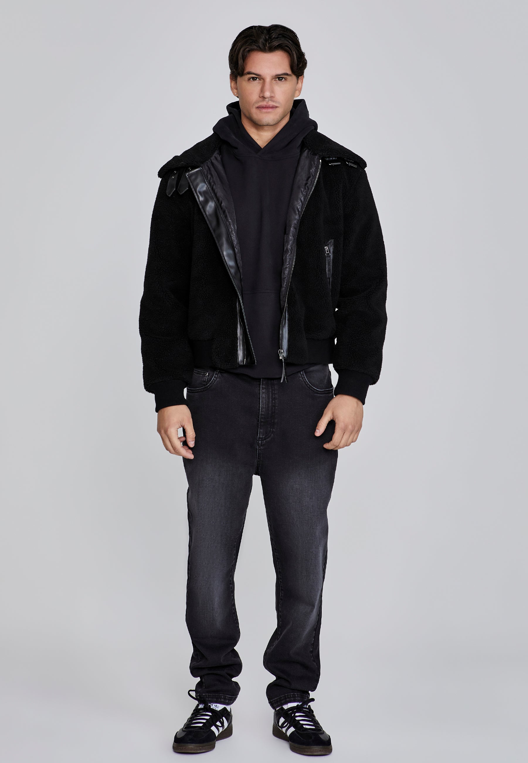 Sherpa Bomber Jacket in Black Jacken SikSilk   