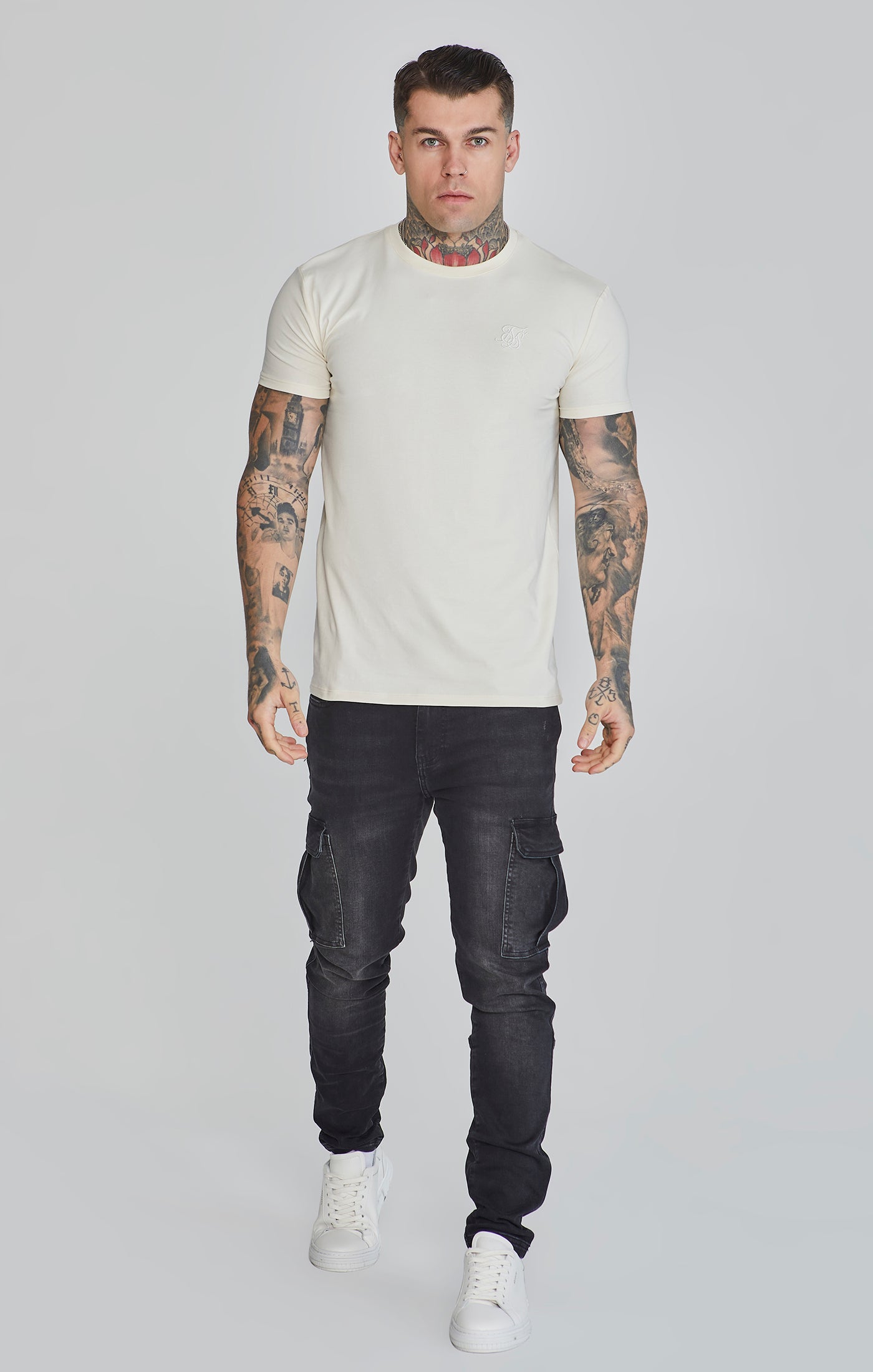 Muscle Fit T-Shirt in Ecru T-Shirts SikSilk   