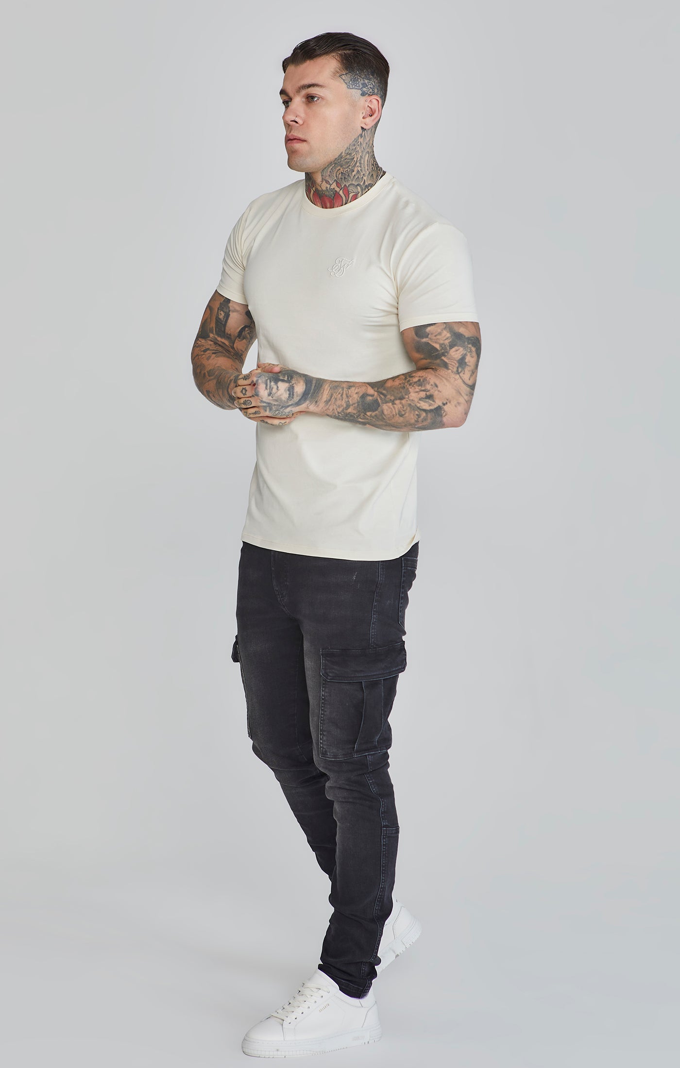 Muscle Fit T-Shirt in Ecru T-Shirts SikSilk   