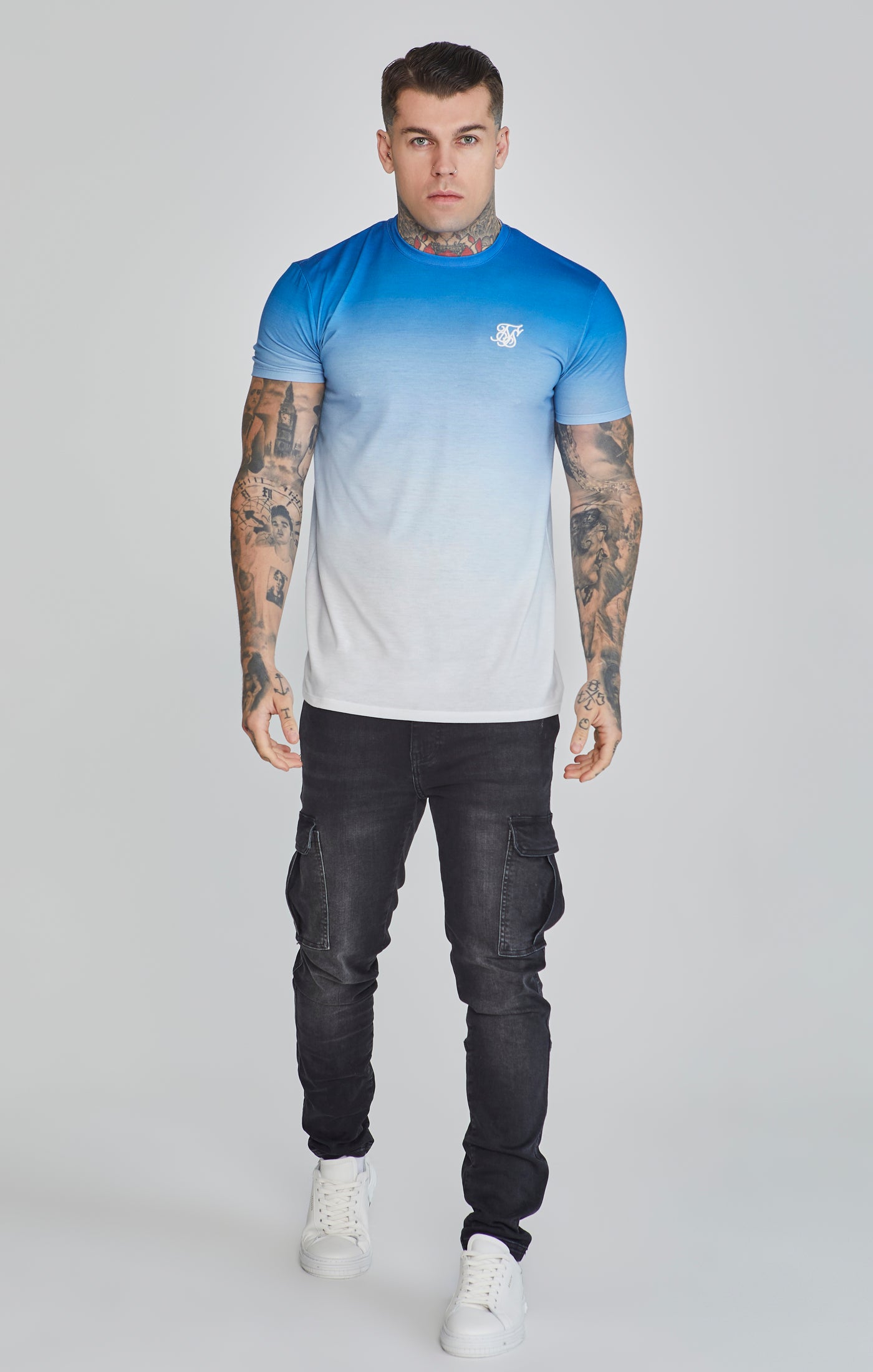 Fade T-Shirt in Blue/White T-Shirts SikSilk   