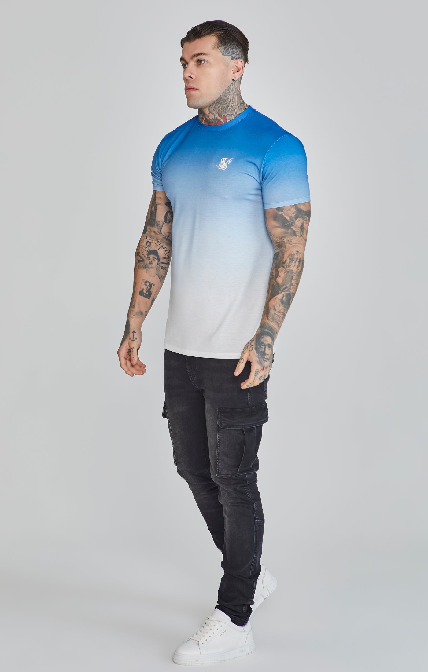 Fade T-Shirt in Blue/White T-Shirts SikSilk   