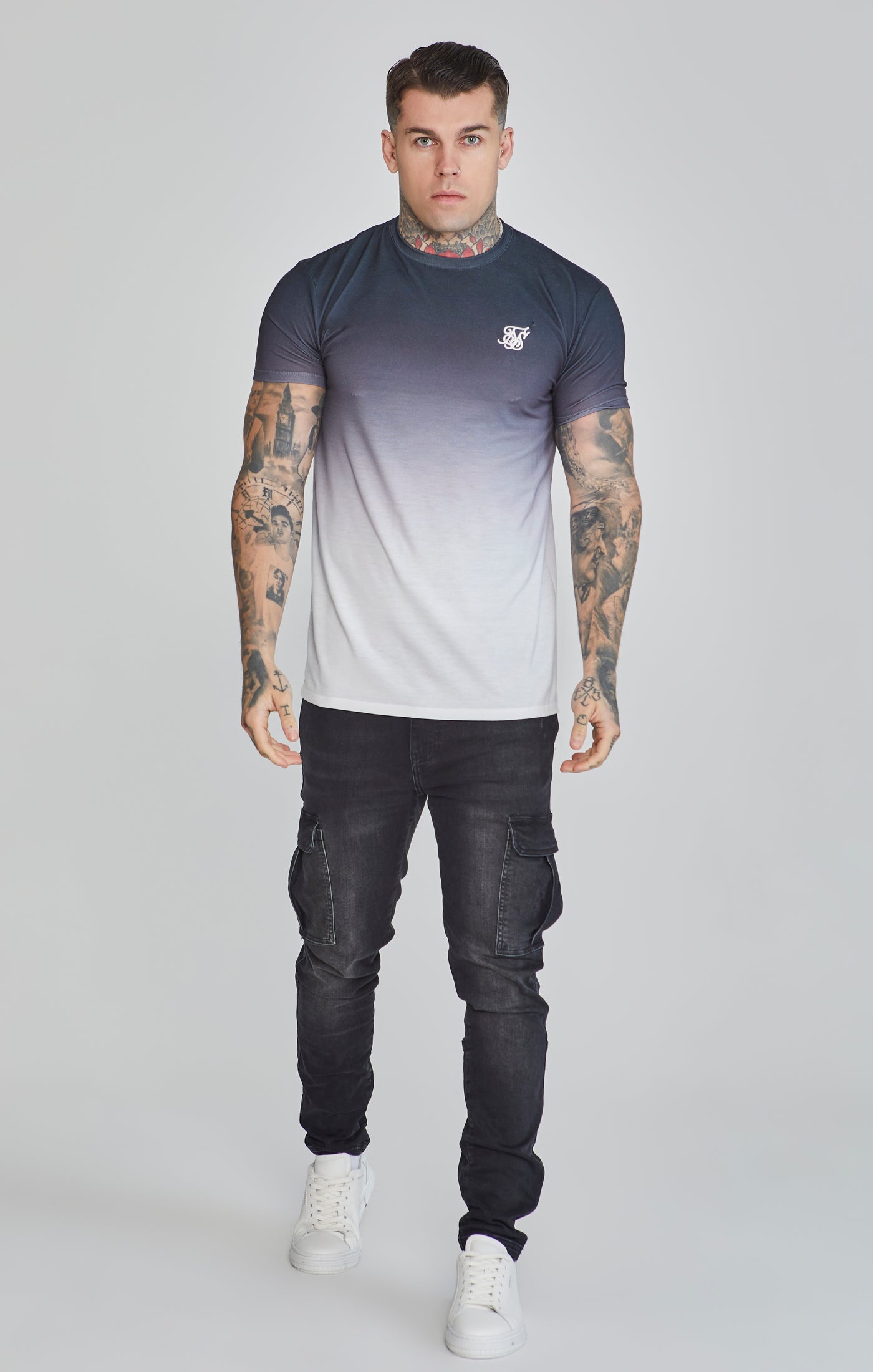 Fade T-Shirt in Black/White T-Shirts SikSilk   