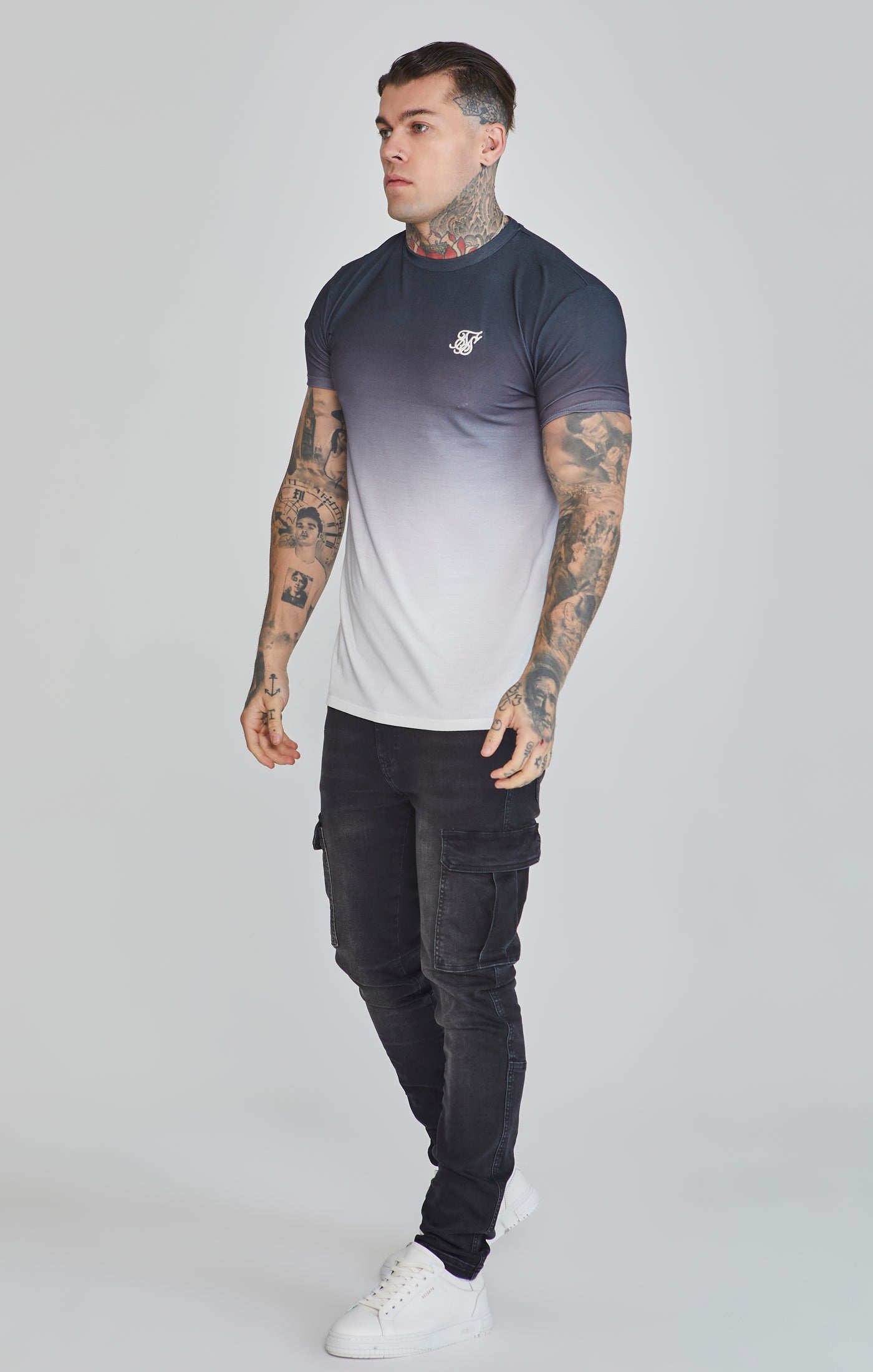 Fade T-Shirt in Black/White T-Shirts SikSilk   