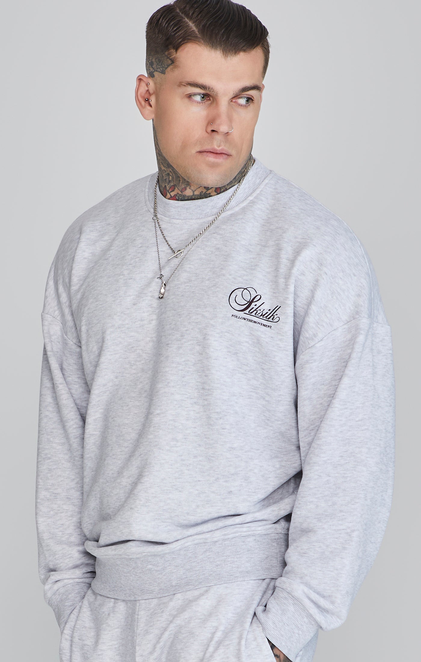 Graphic Sweater in Snow Marl Sweatshirts SikSilk   