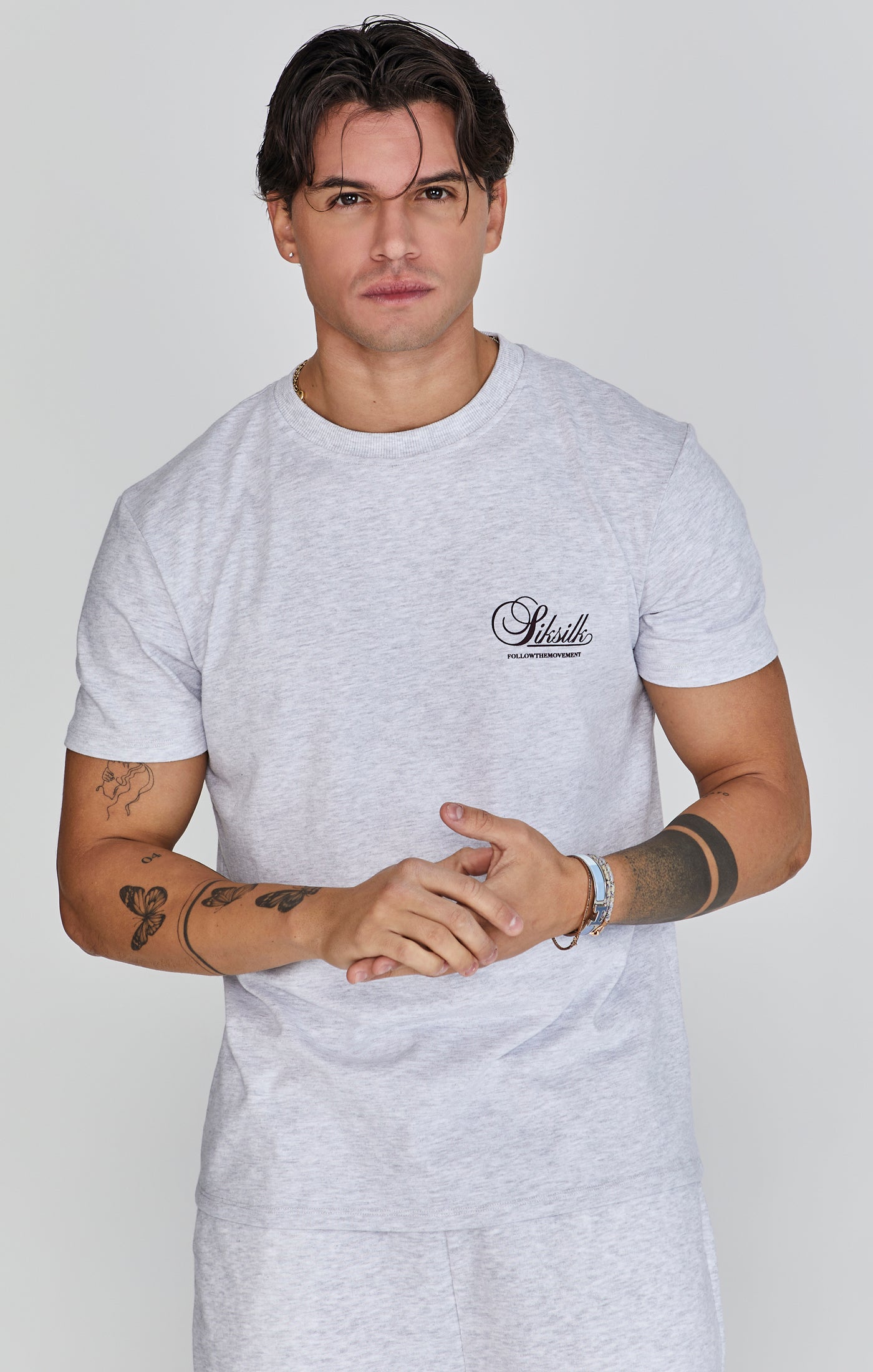 Graphic T-Shirt in Snow Marl T-Shirts SikSilk   