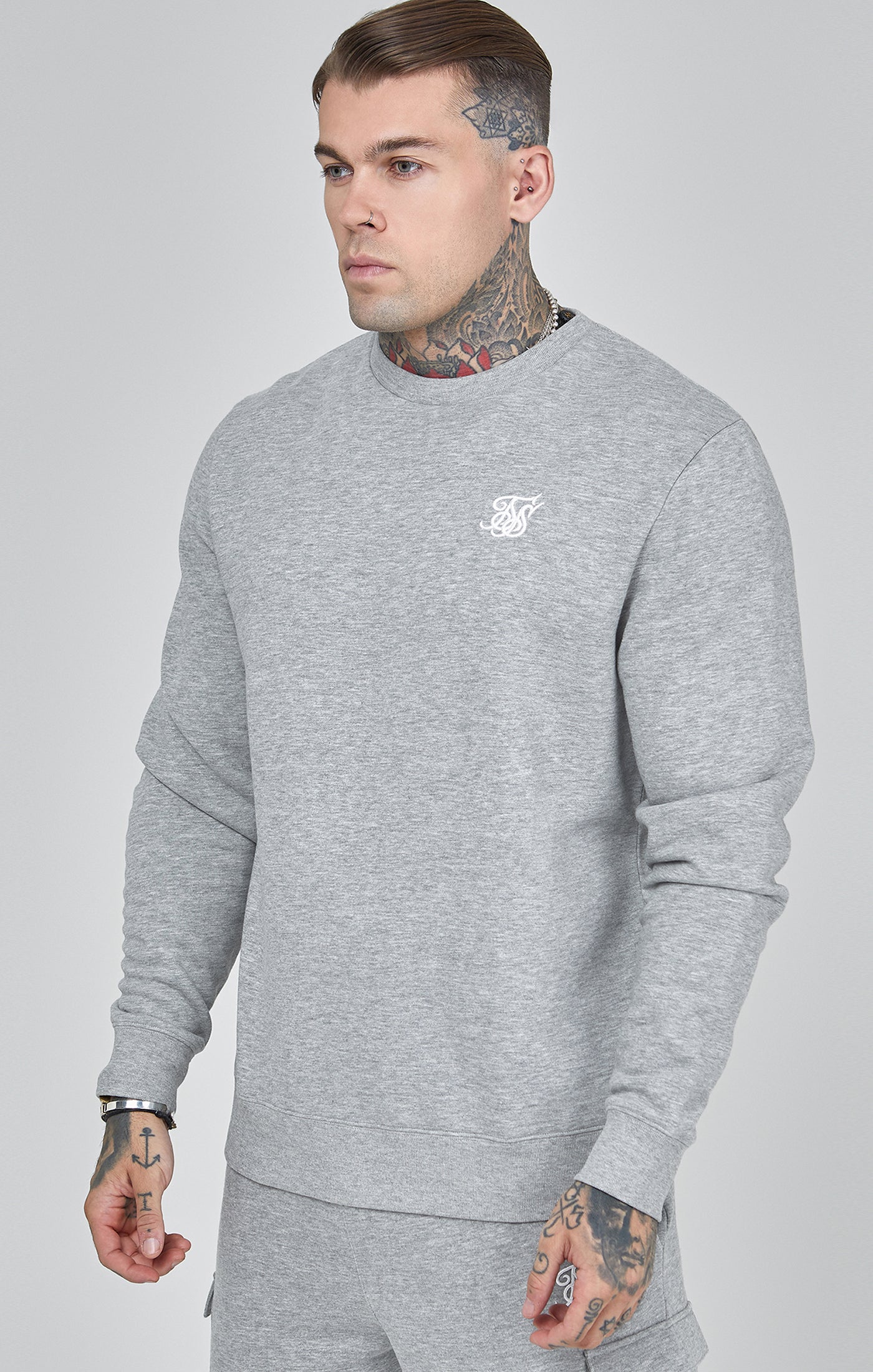 Essentials Sweater in Grey Marl Sweatshirts SikSilk   