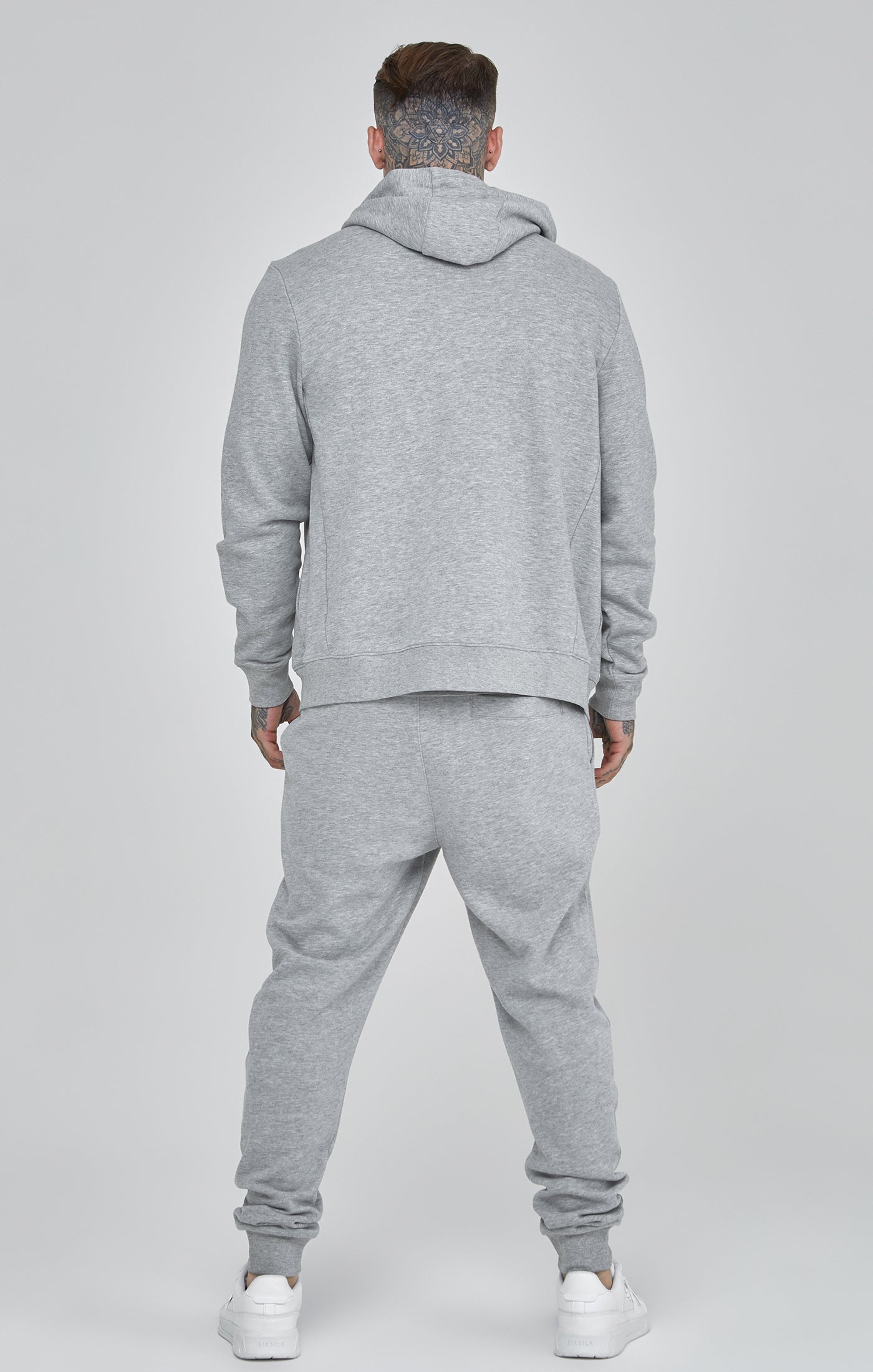 Essentials Full Zip Hoodie in Grey Marl Sweatjacken SikSilk   