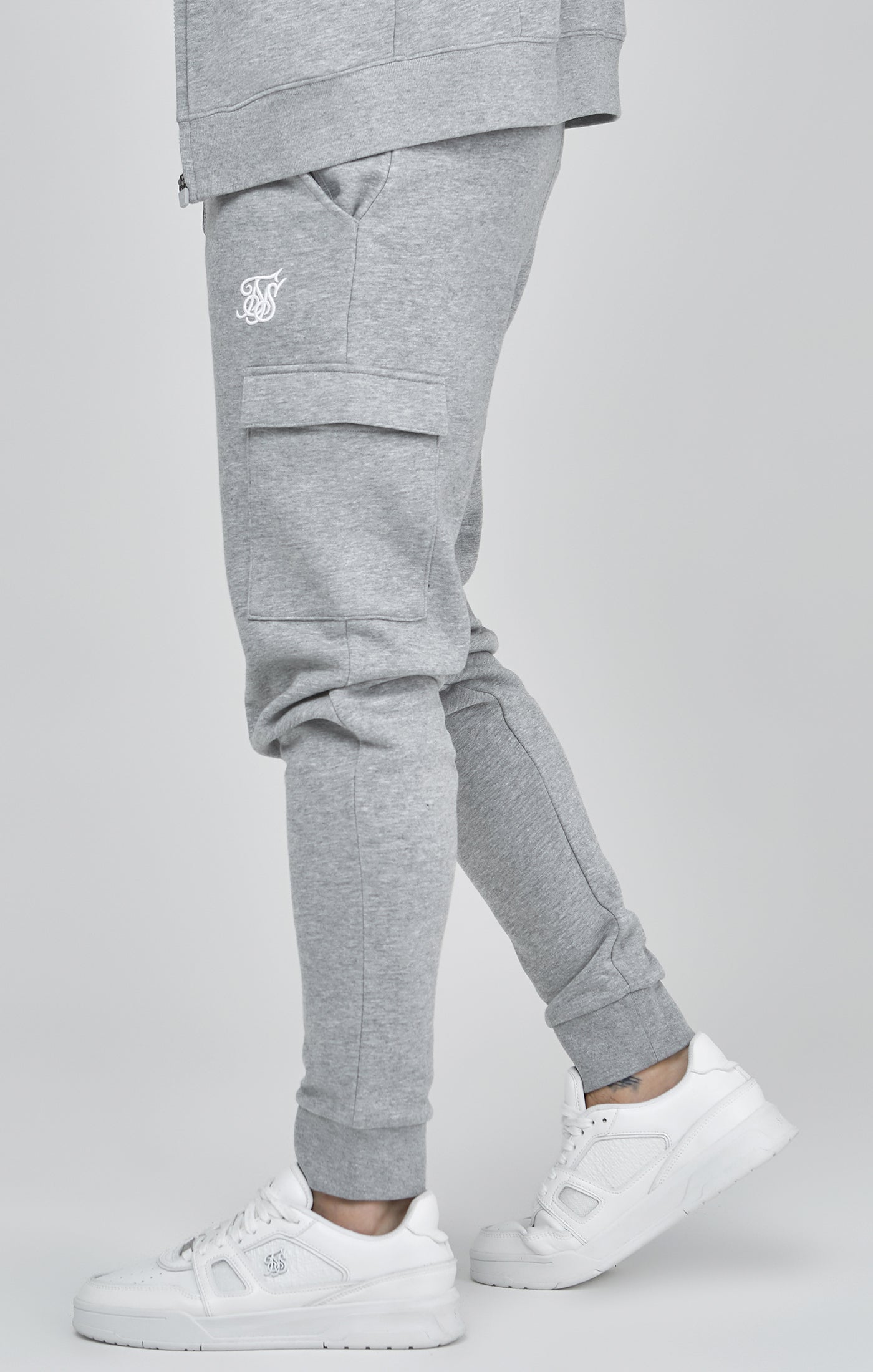 Essentials Cargo Joggers in Grey Marl Hosen SikSilk   