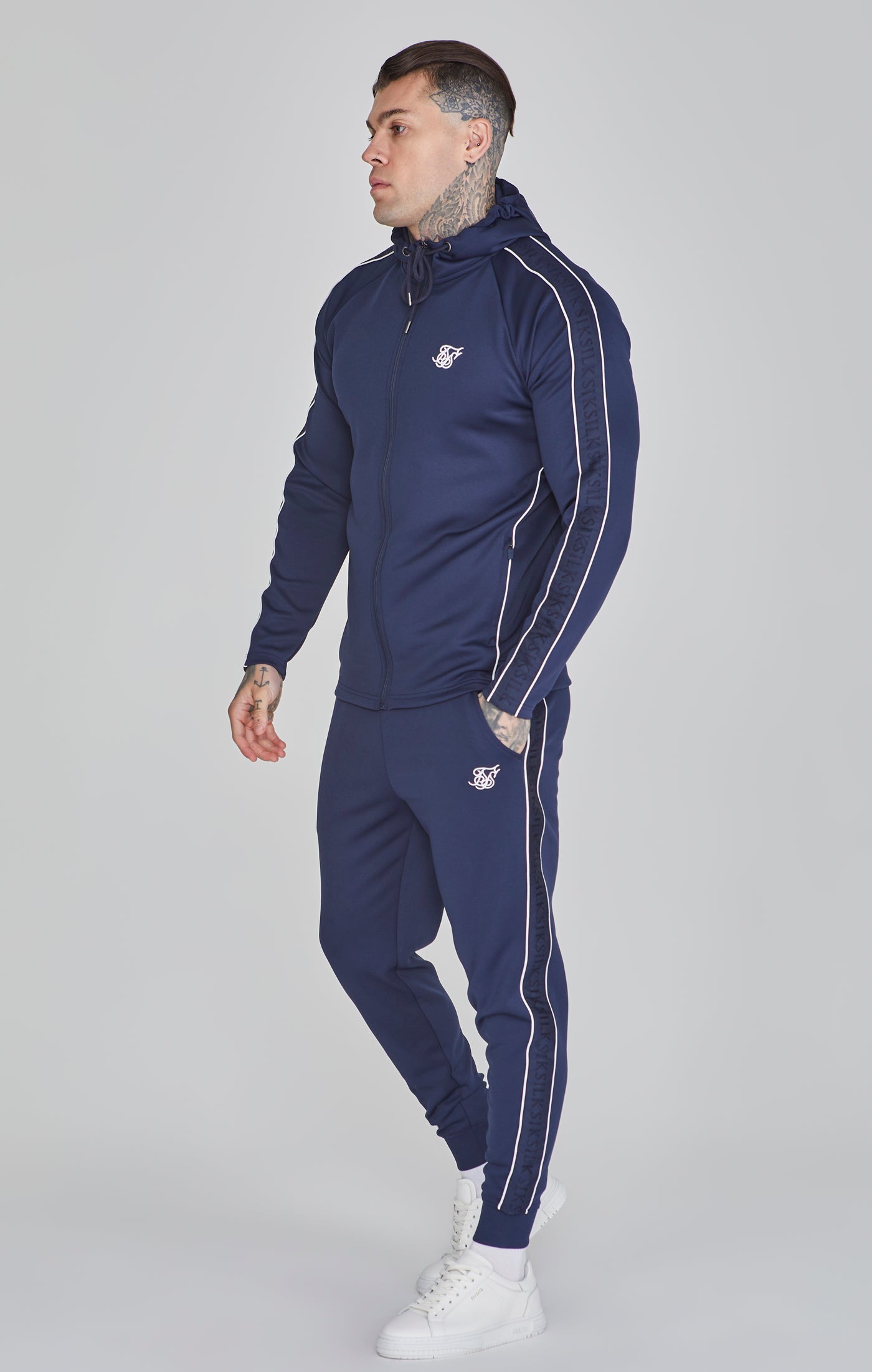 Hoodie and Joggers Set in Navy Sets SikSilk   