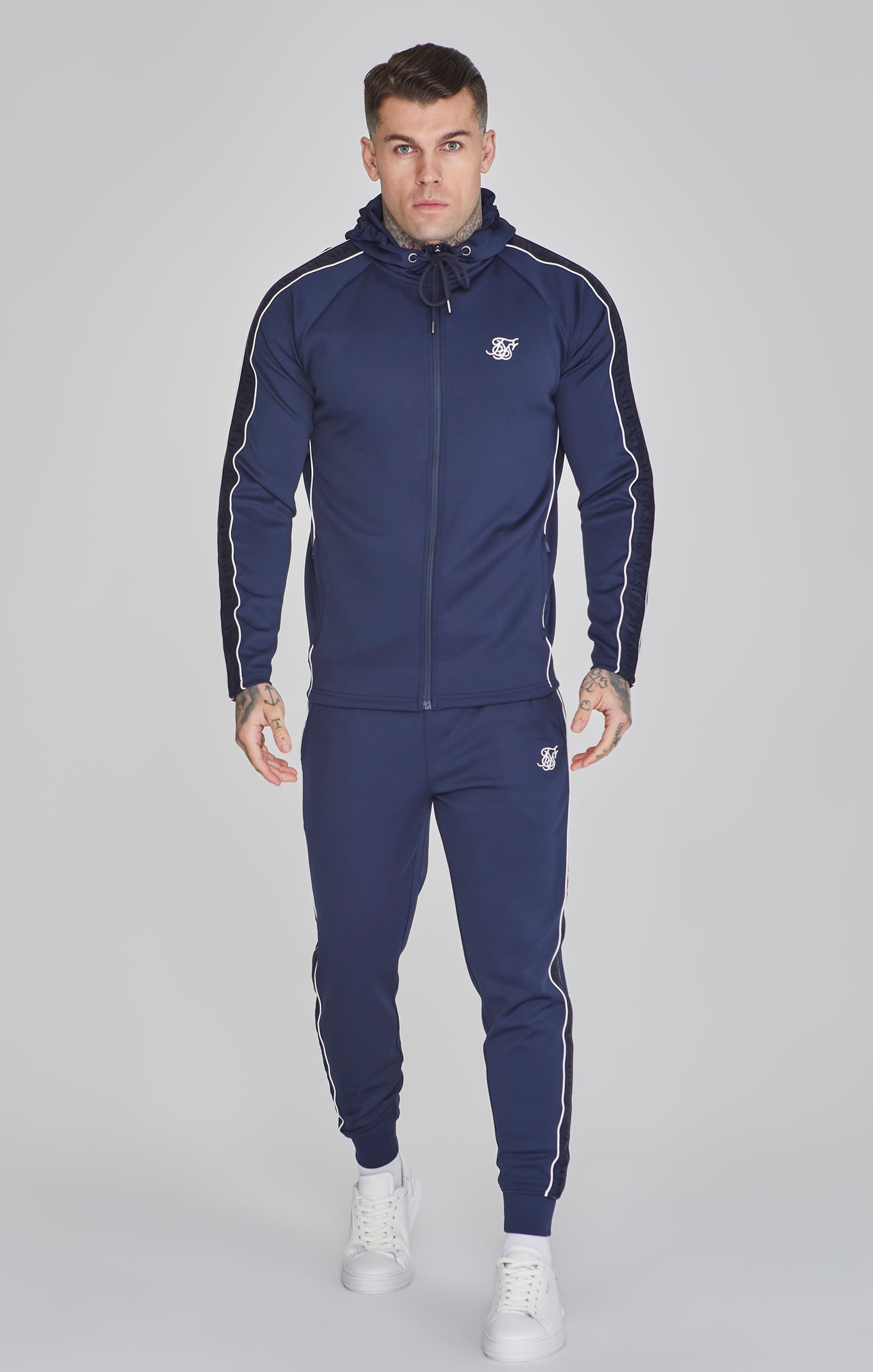 Hoodie and Joggers Set in Navy Sets SikSilk   