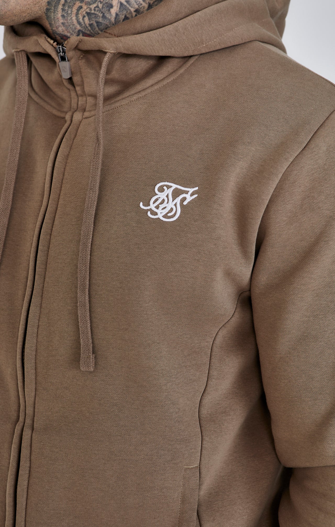 Essentials Full Zip Hoodie in Brown Kapuzenpullover SikSilk   