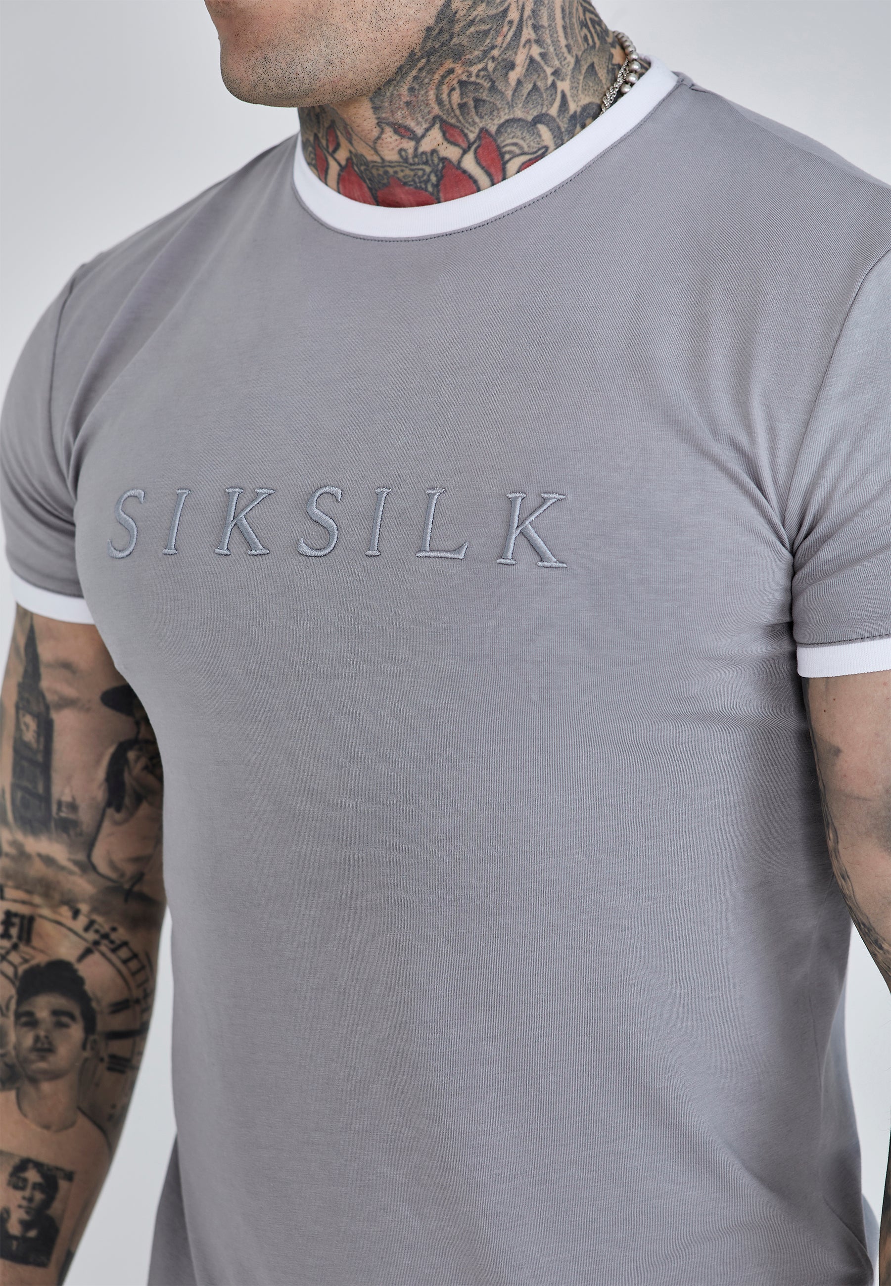 Ringer T-Shirt in Grey T-Shirts SikSilk   