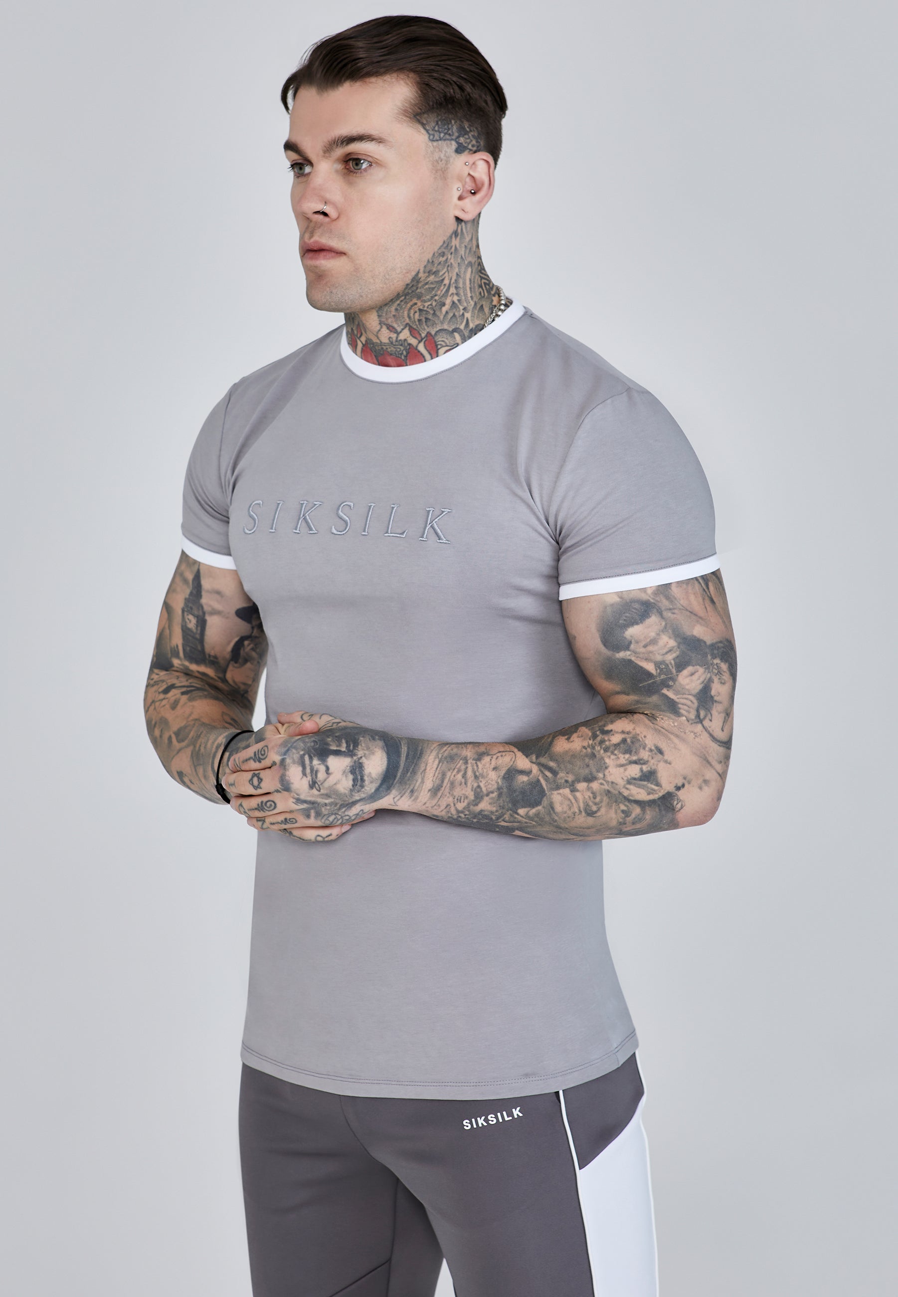 Ringer T-Shirt in Grey T-Shirts SikSilk   