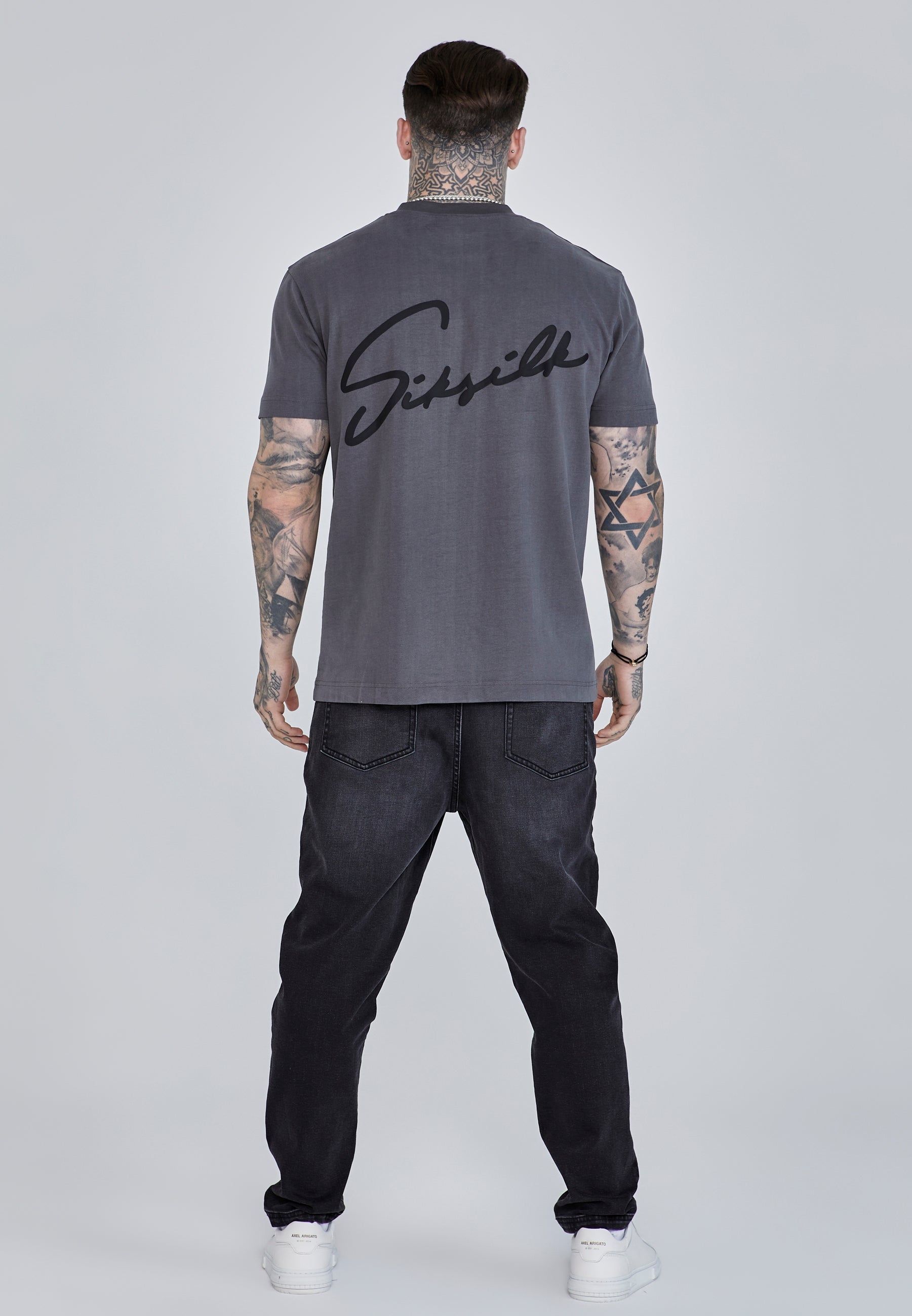 Script T-Shirt in Grey T-Shirts SikSilk   