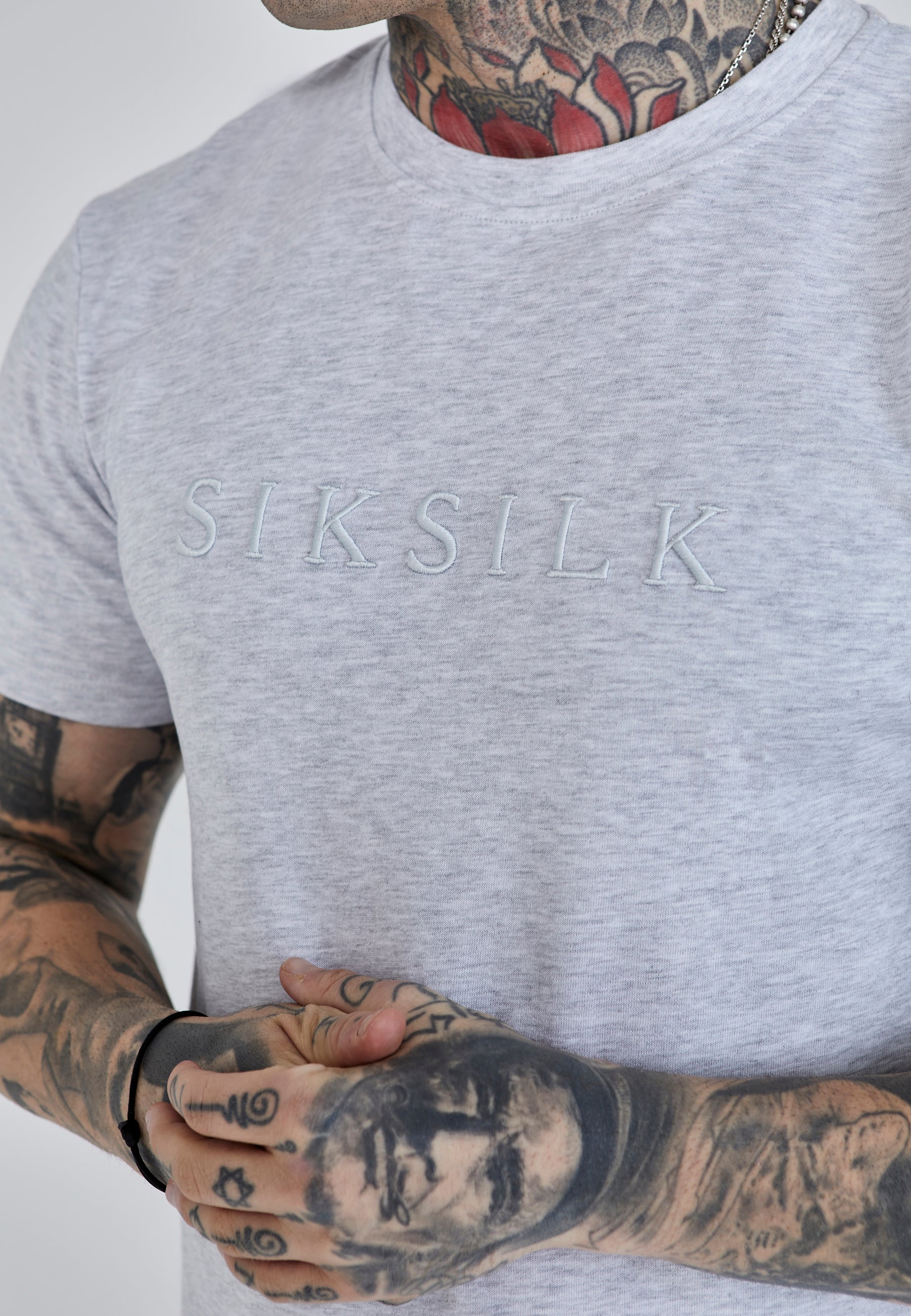 Logo T-Shirt in Grey Marl T-Shirts SikSilk   