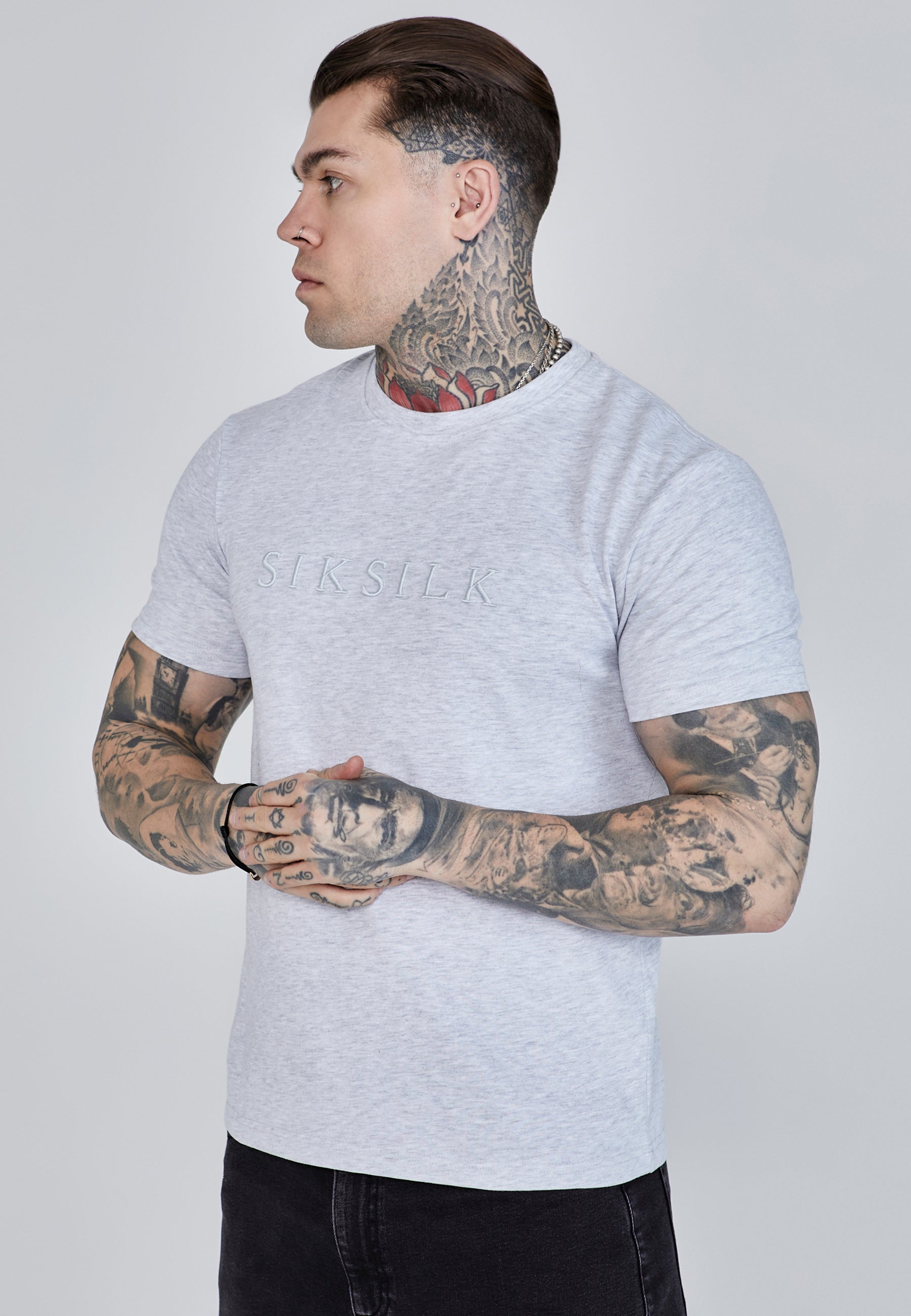 Logo T-Shirt in Grey Marl T-Shirts SikSilk   