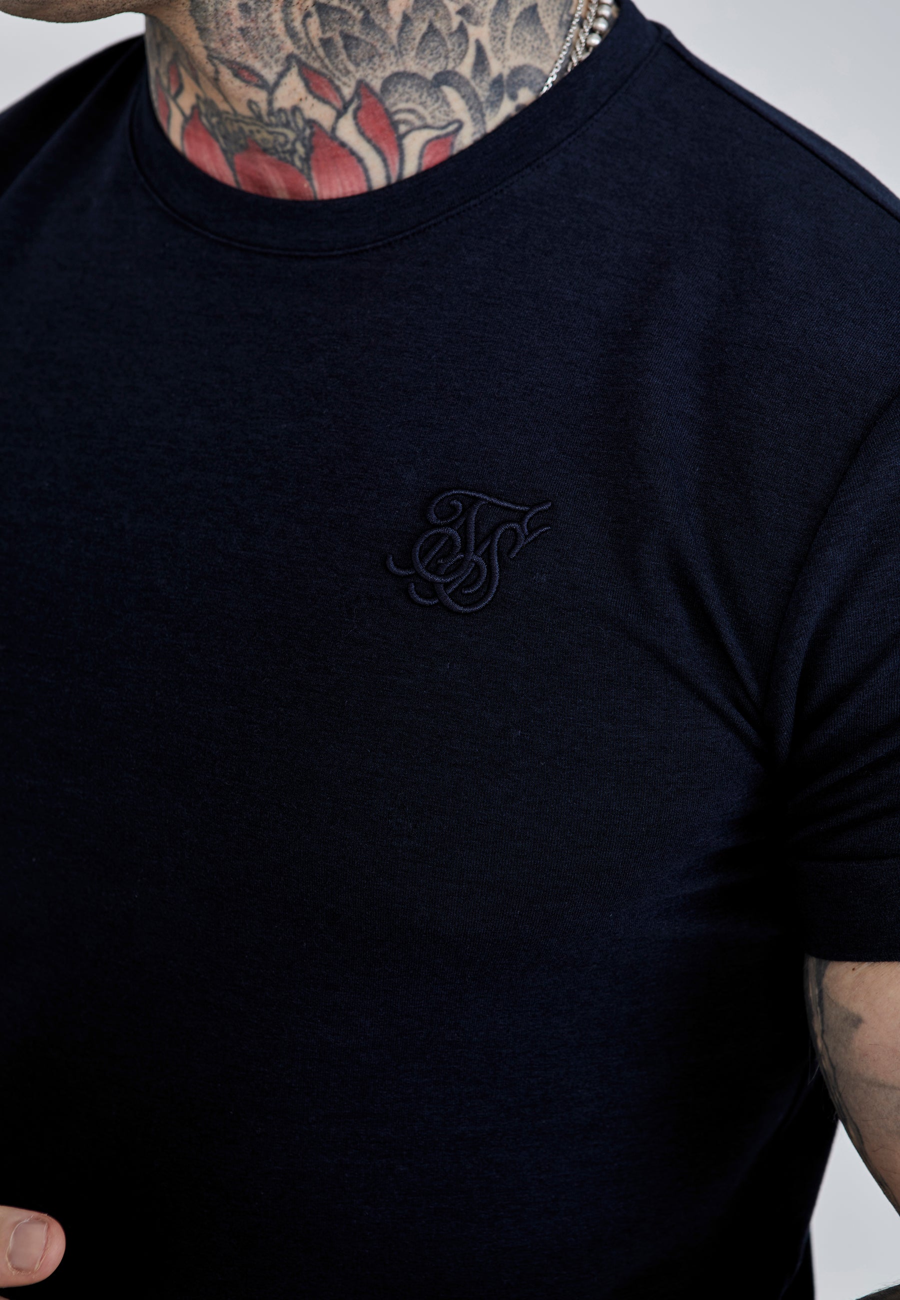 Roll Sleeve T-Shirt in Navy T-Shirts SikSilk   