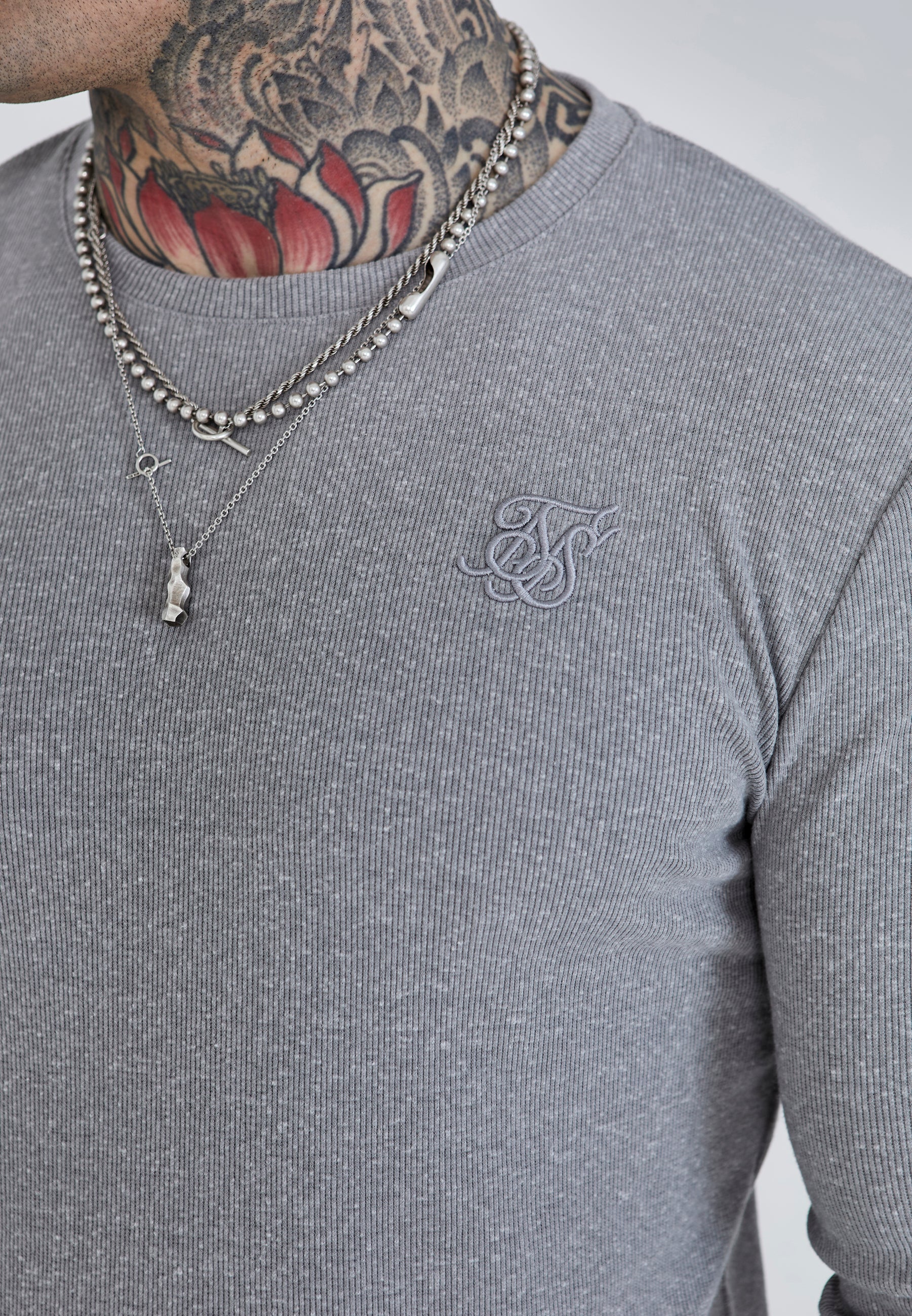 Long Sleeve T-Shirt in Grey Marl T-Shirts SikSilk   