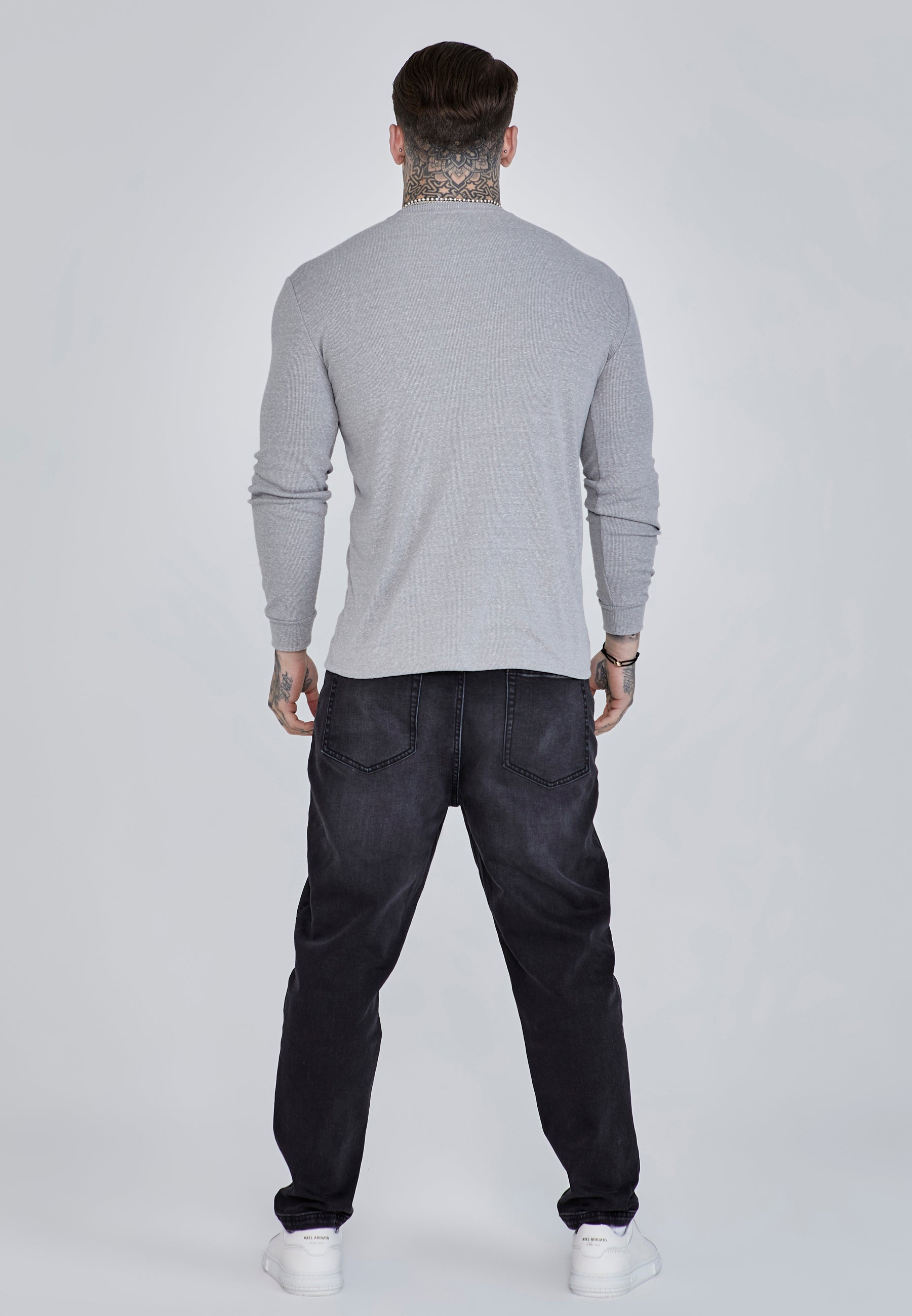 Long Sleeve T-Shirt in Grey Marl T-Shirts SikSilk   