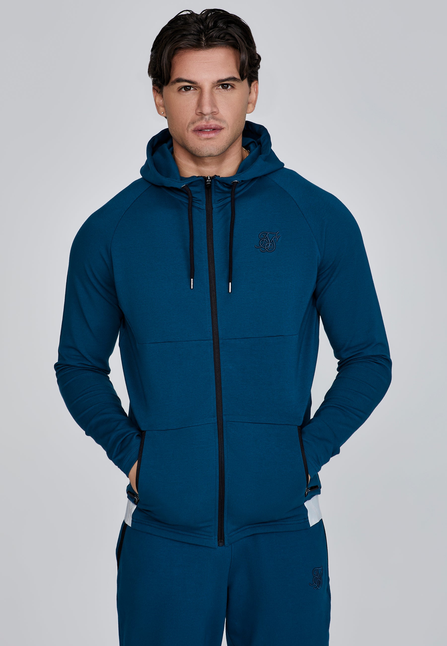 Full Zip Hoodie in Blue Sweatjacken SikSilk   