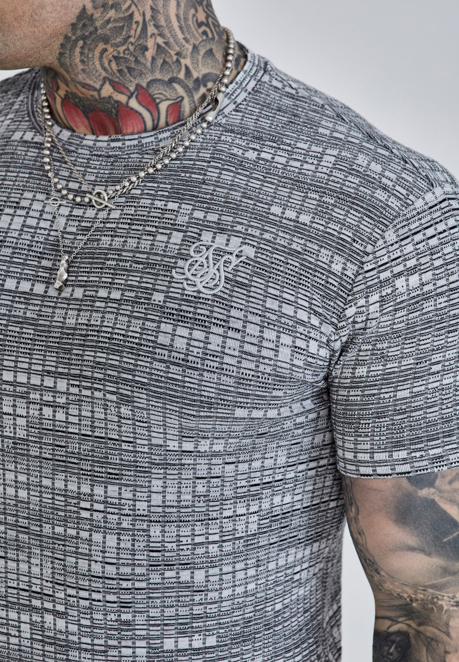 Rib Knit T-Shirt in Grey T-Shirts SikSilk   