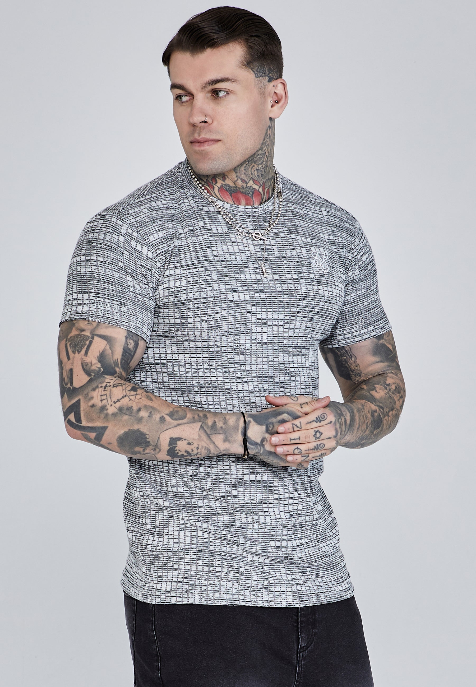 Rib Knit T-Shirt in Grey T-Shirts SikSilk   