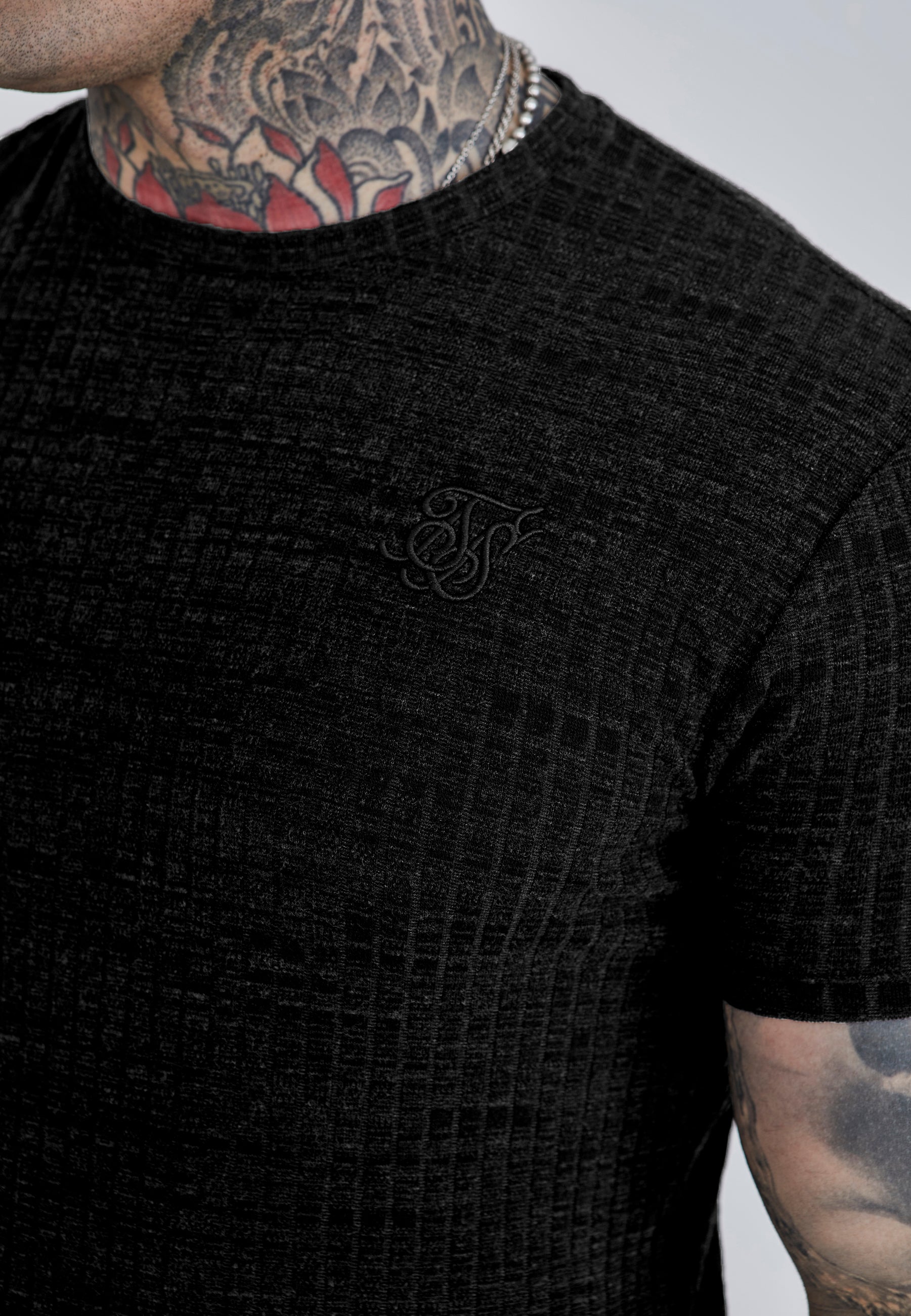 Rib Knit T-Shirt in Black T-Shirts SikSilk   