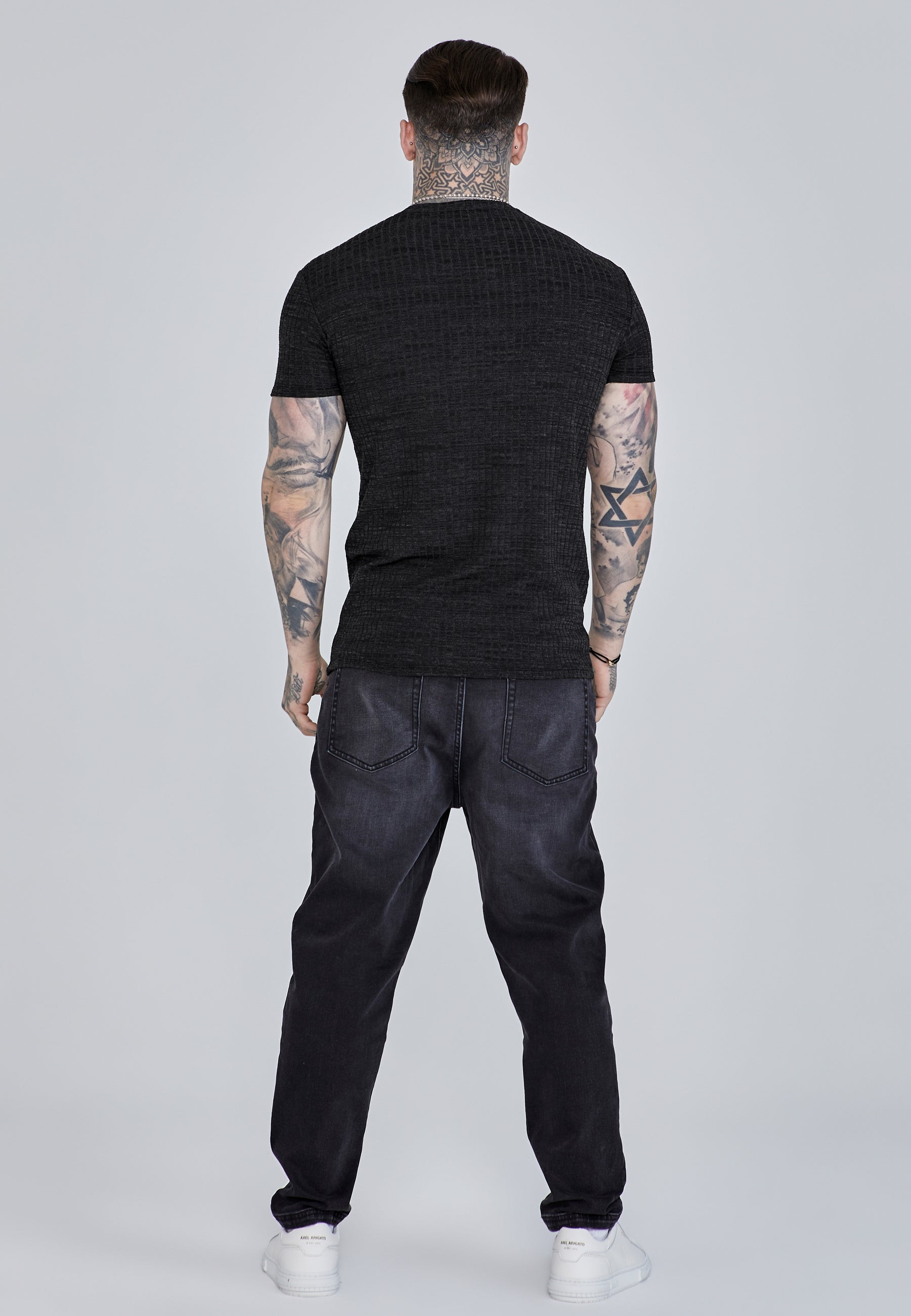 Rib Knit T-Shirt in Black T-Shirts SikSilk   