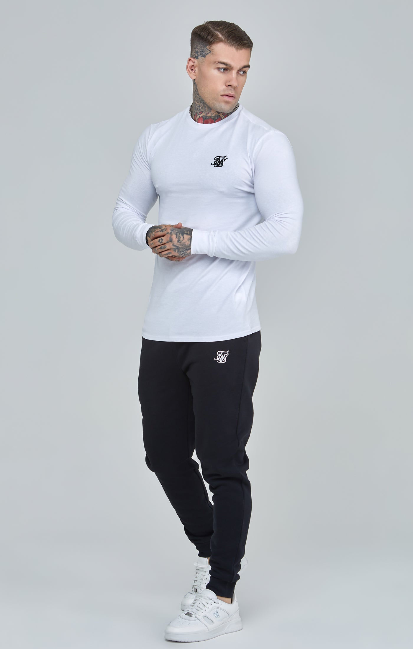 Essentials Long Sleeve T-Shirt in White T-Shirts SikSilk   