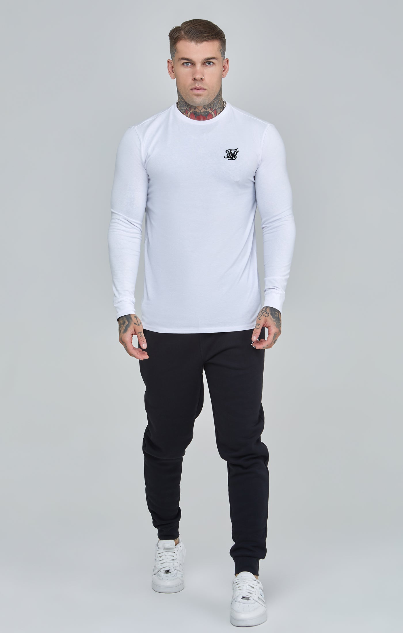 Essentials Long Sleeve T-Shirt in White T-Shirts SikSilk   