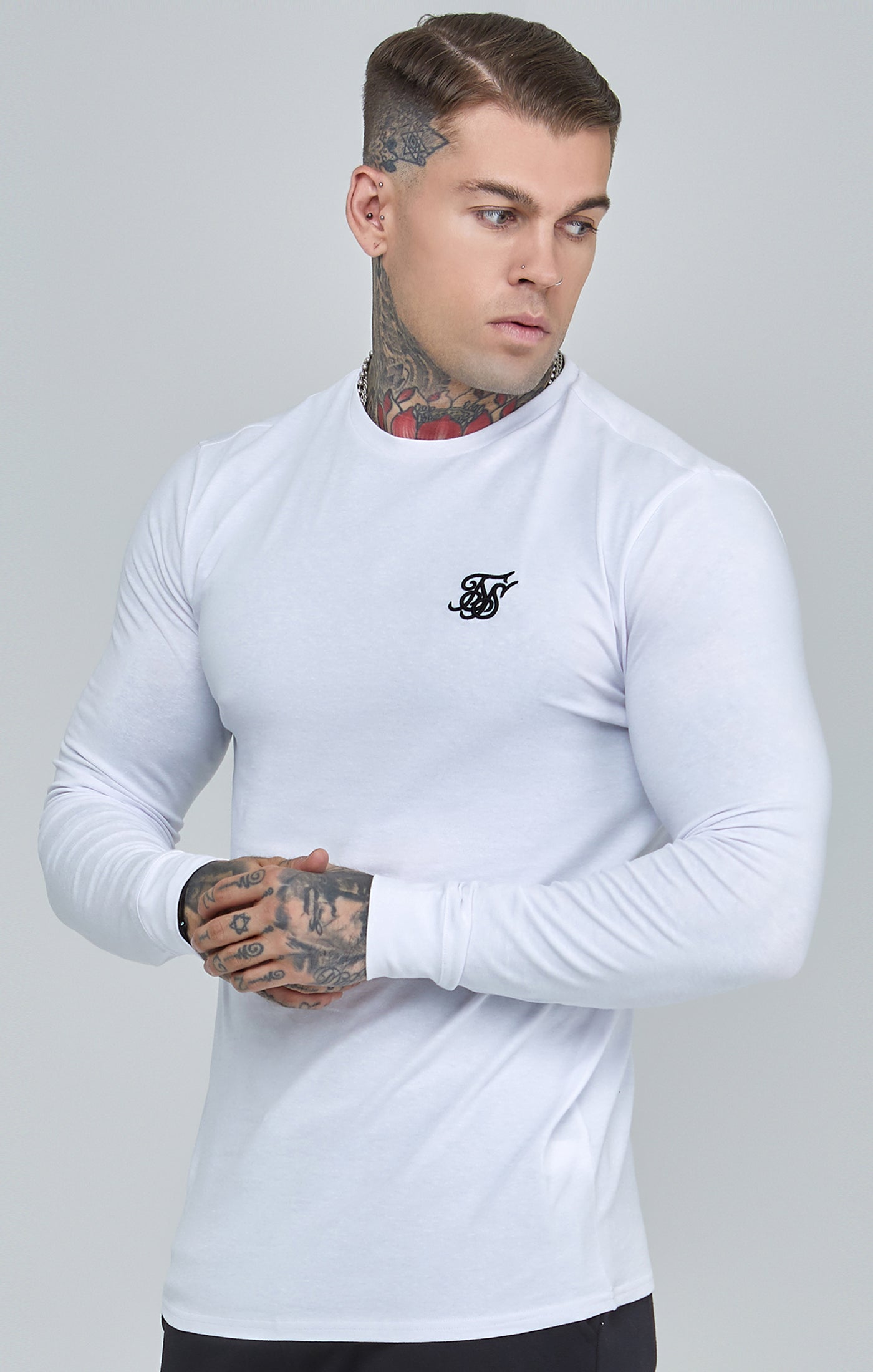 Essentials Long Sleeve T-Shirt in White T-Shirts SikSilk   