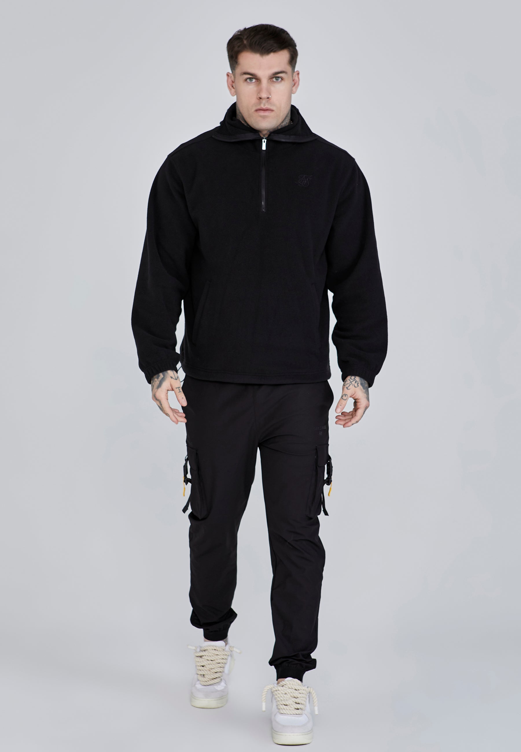 Polar Fleece Hoodie in Black Kapuzenpullover SikSilk   