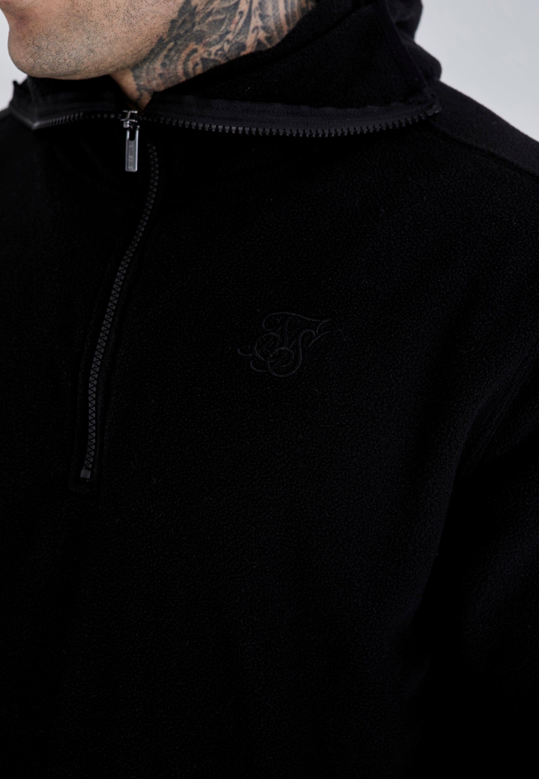 Polar Fleece Hoodie in Black Kapuzenpullover SikSilk   