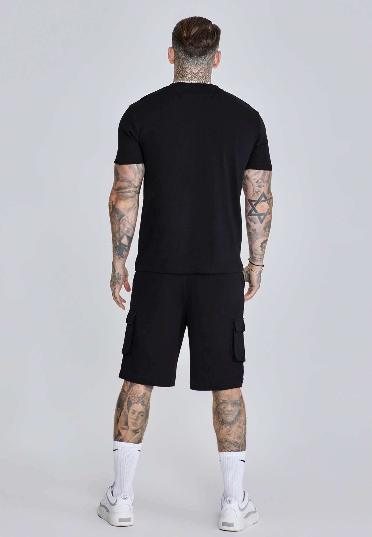 T-Shirt and Shorts Set in Black Sets SikSilk