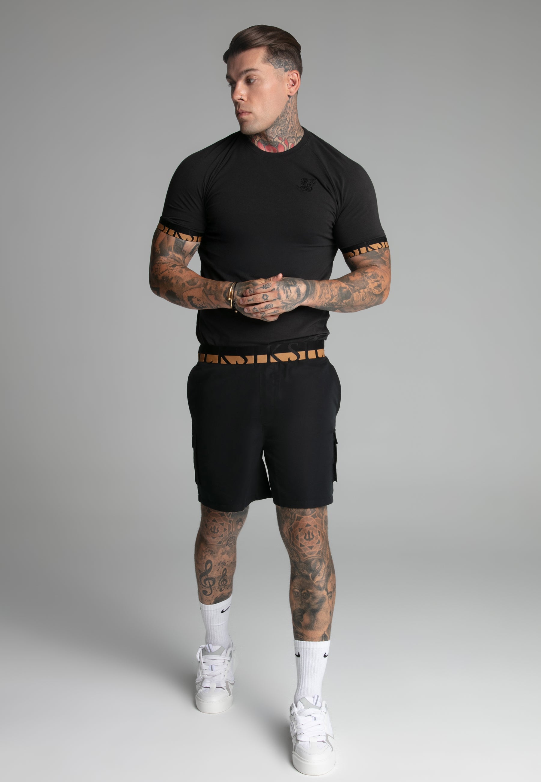 Cargo Swim Short in Black Badehosen SikSilk