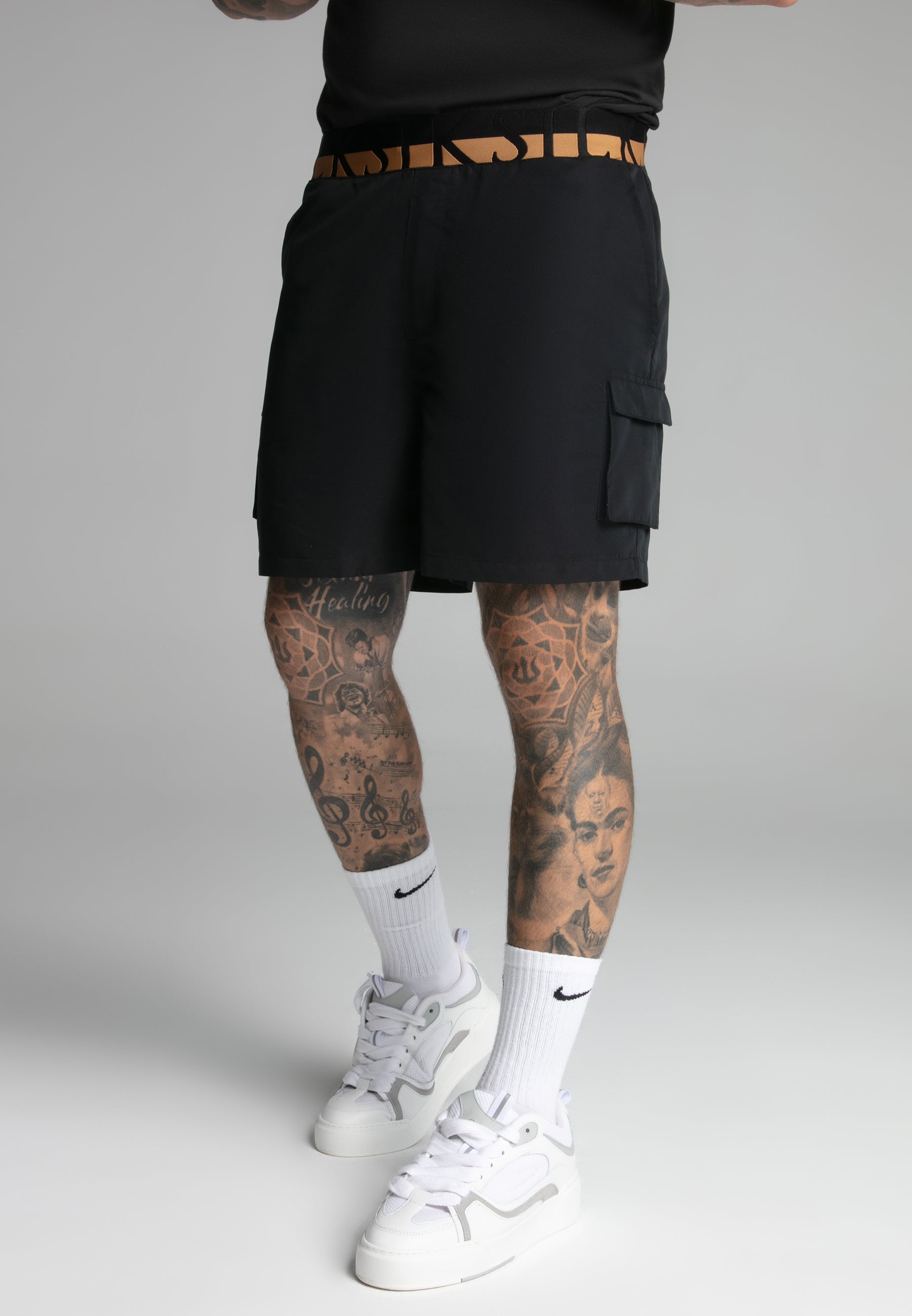 Cargo Swim Short in Black Badehosen SikSilk
