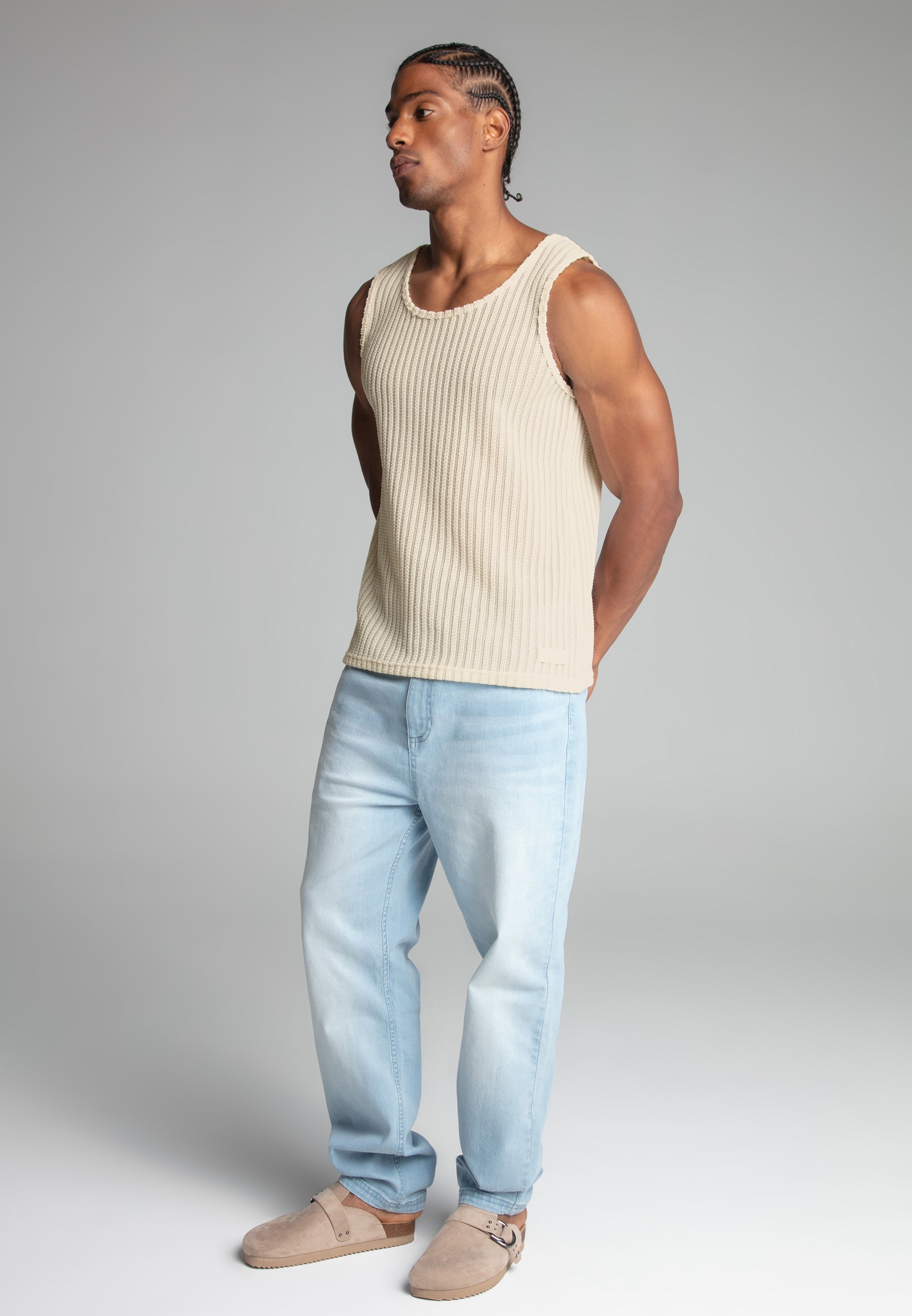Textured Vest in Ecru T-Shirts SikSilk