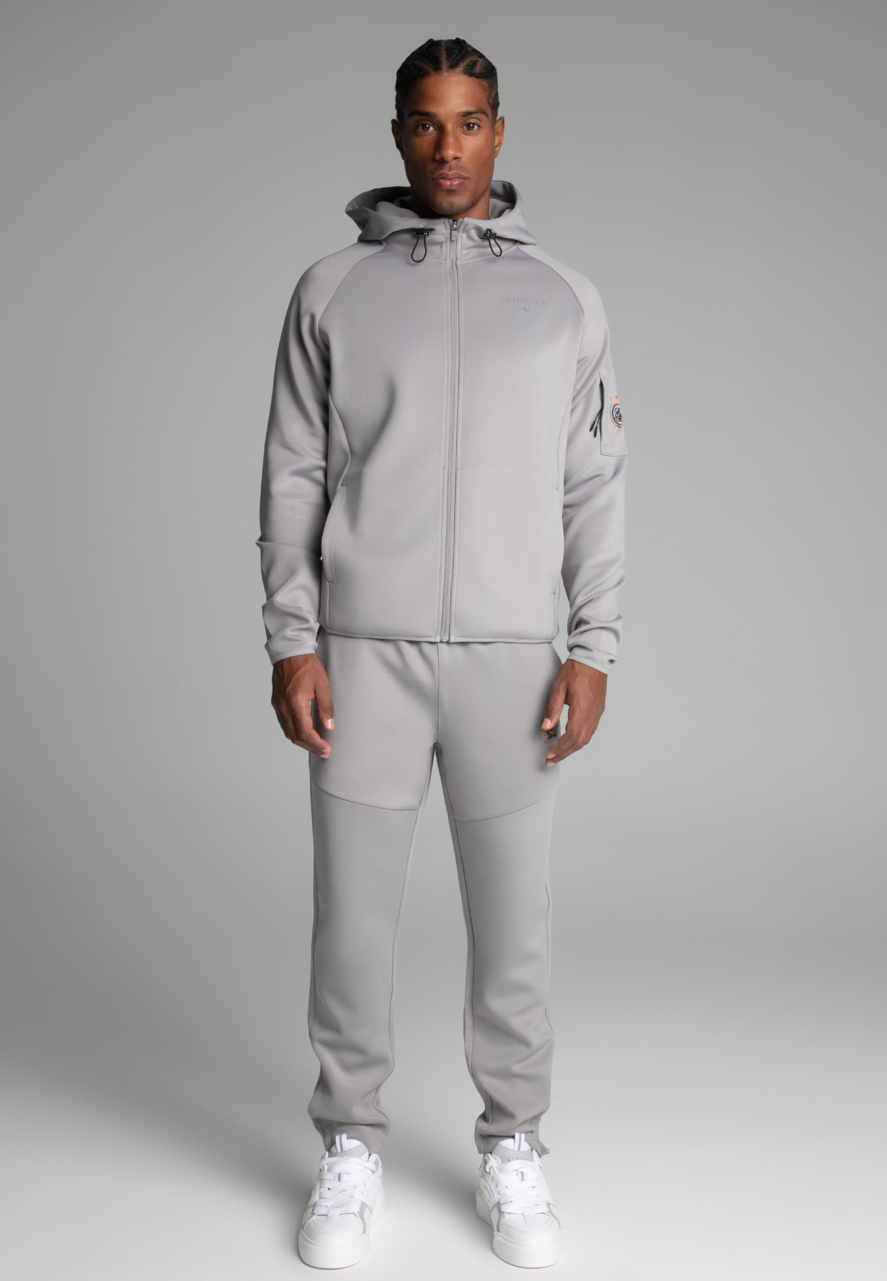 Full zip Hoodie in Grey Sweatjacken SikSilk