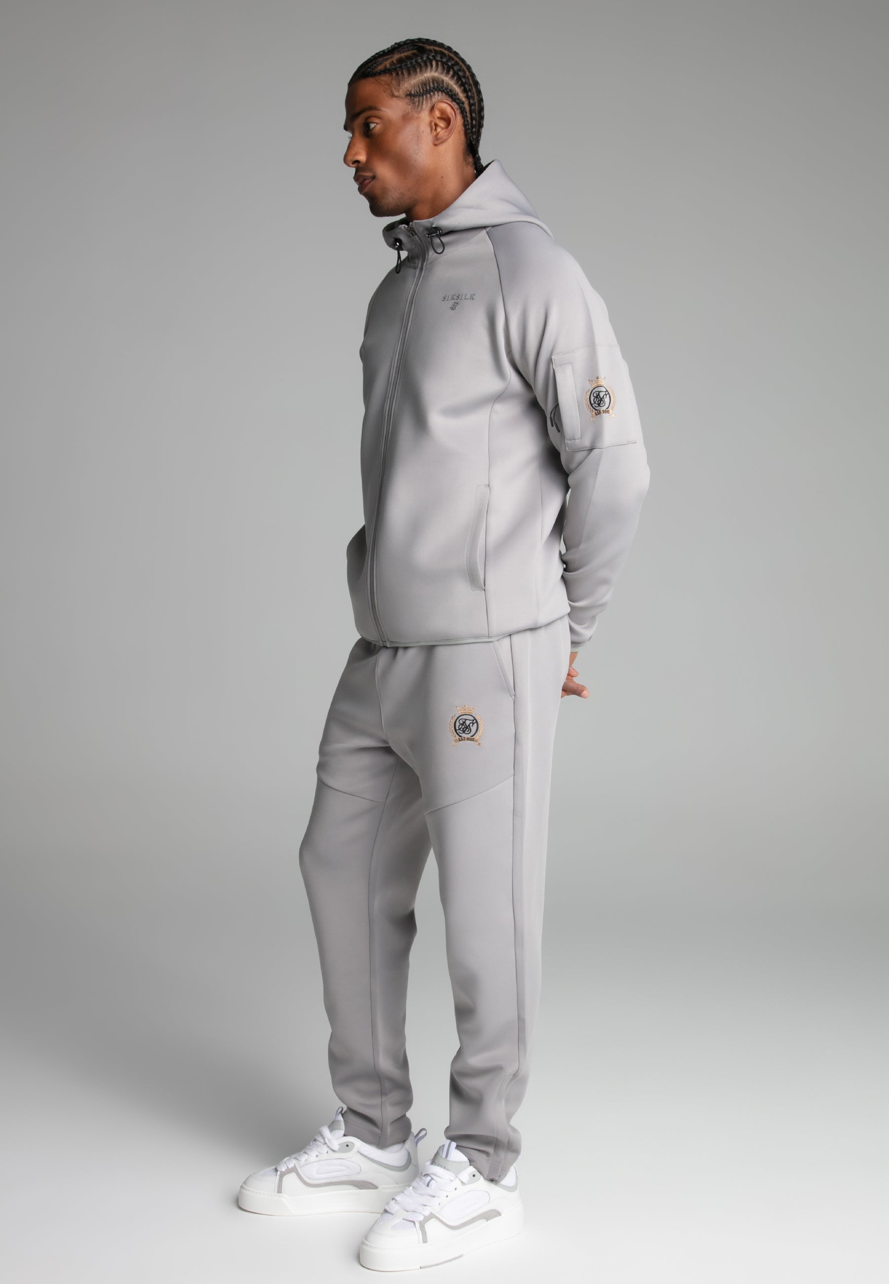 Full zip Hoodie in Grey Sweatjacken SikSilk