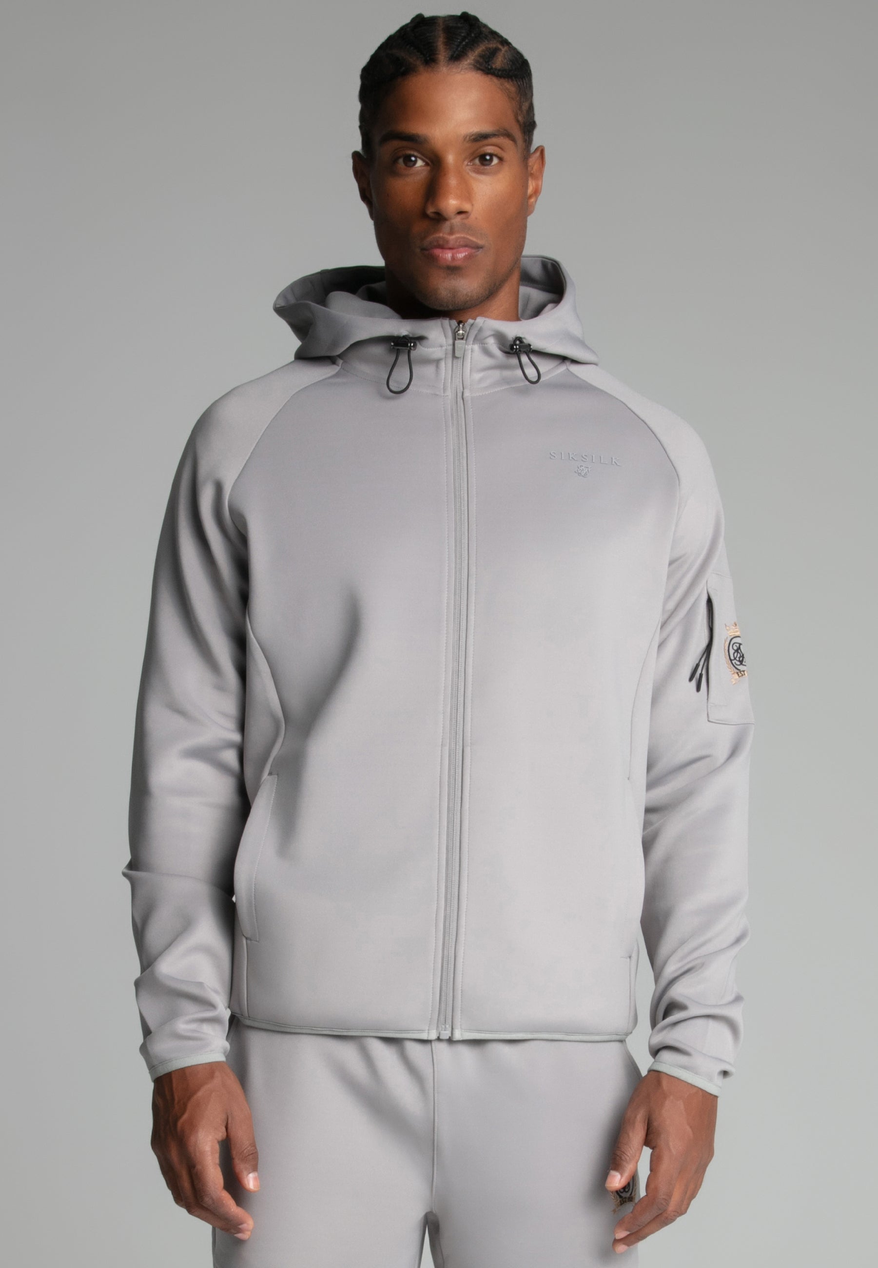 Full zip Hoodie in Grey Sweatjacken SikSilk
