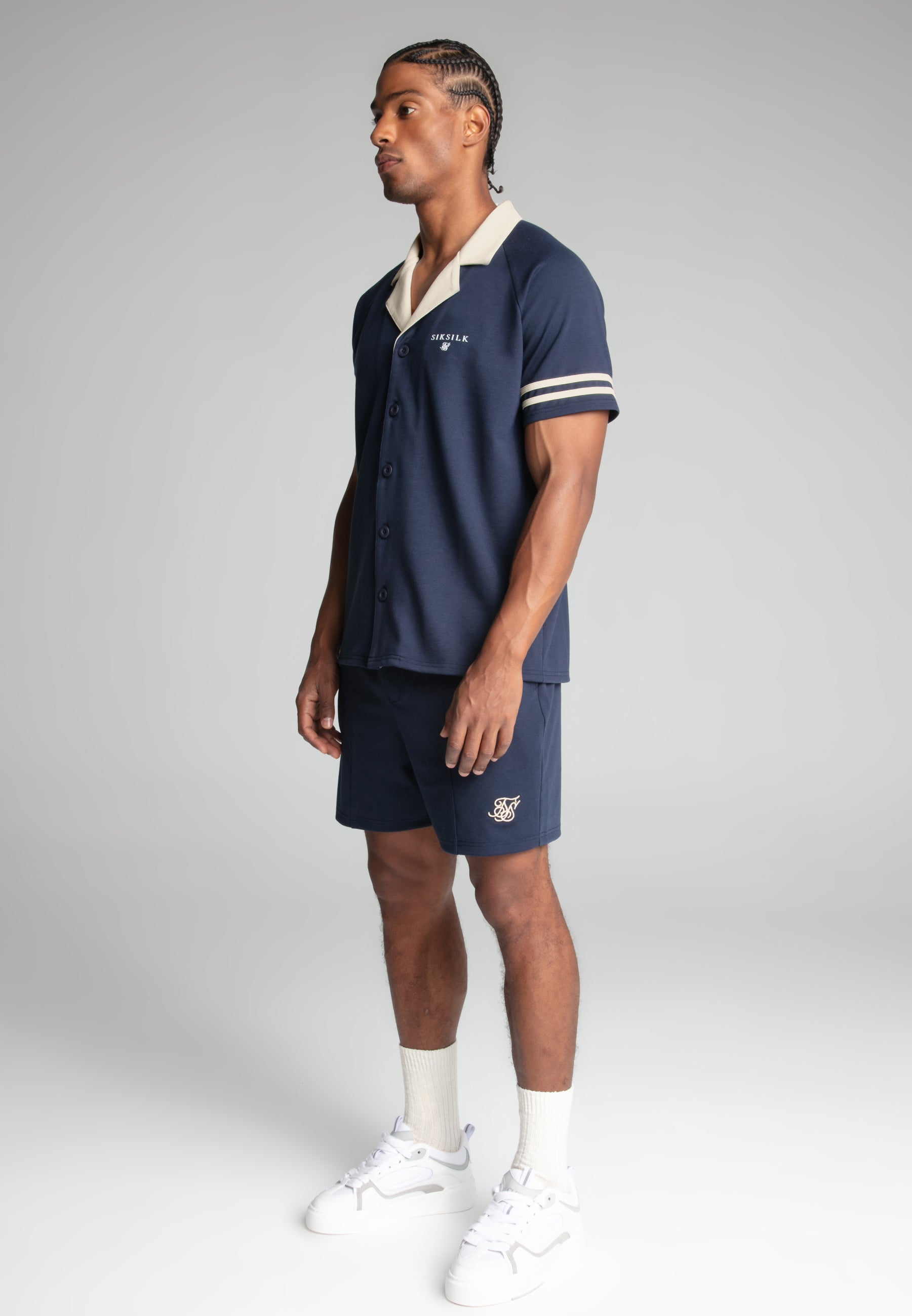 Retro Resort Shirt in Navy Hemden SikSilk