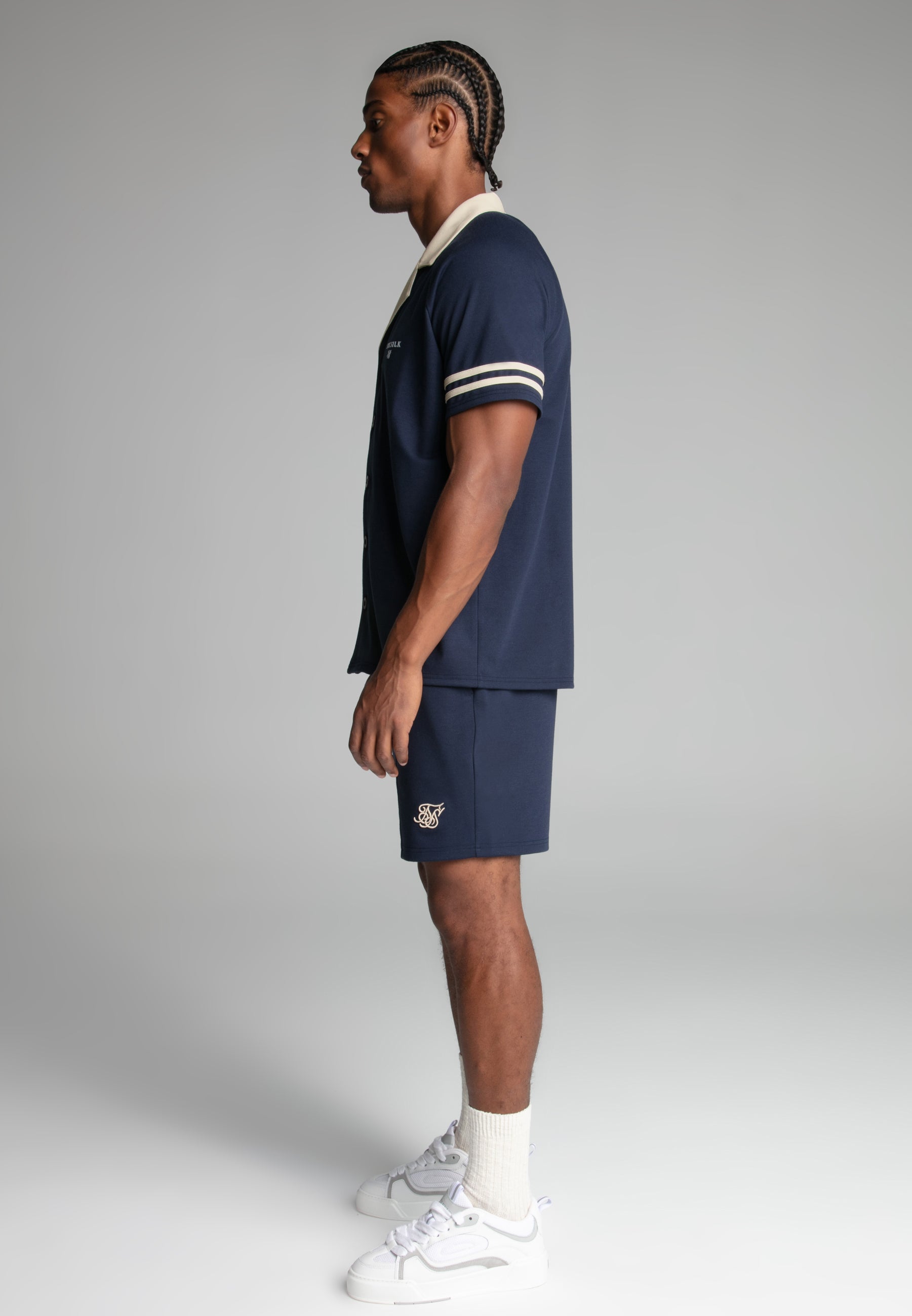 Retro Resort Shirt in Navy Hemden SikSilk