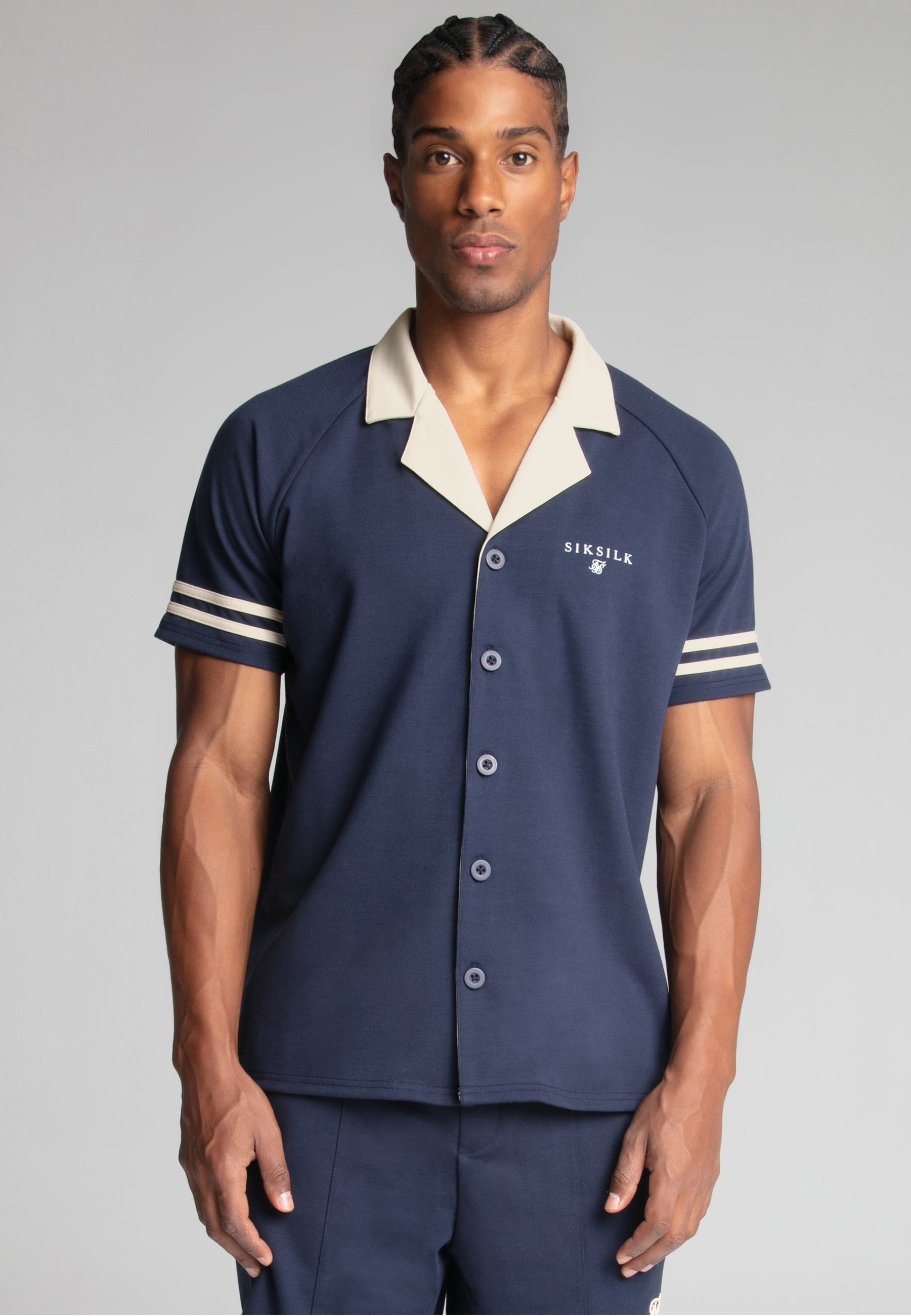 Retro Resort Shirt in Navy Hemden SikSilk