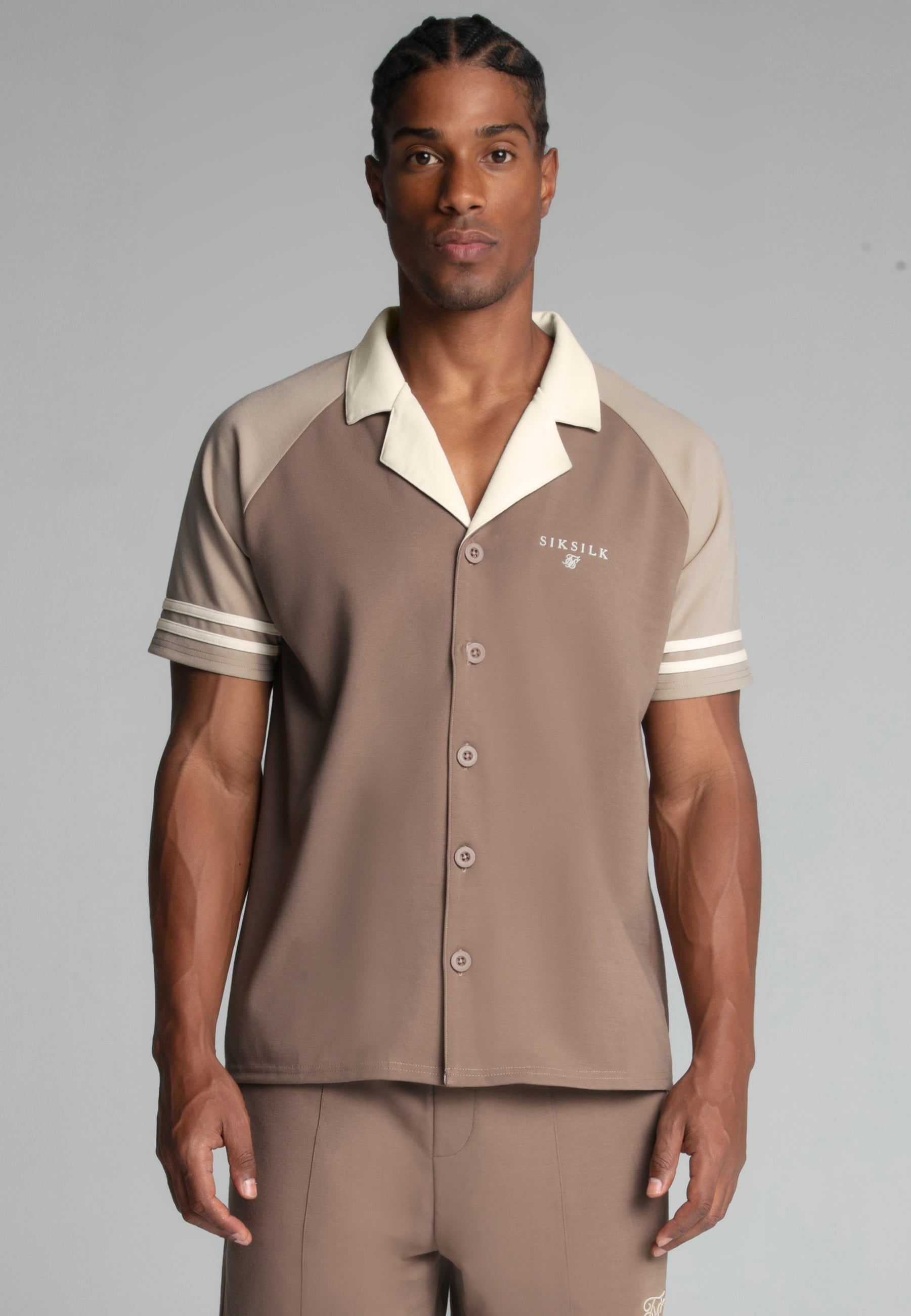 Retro Resort Shirt in Beige Hemden SikSilk